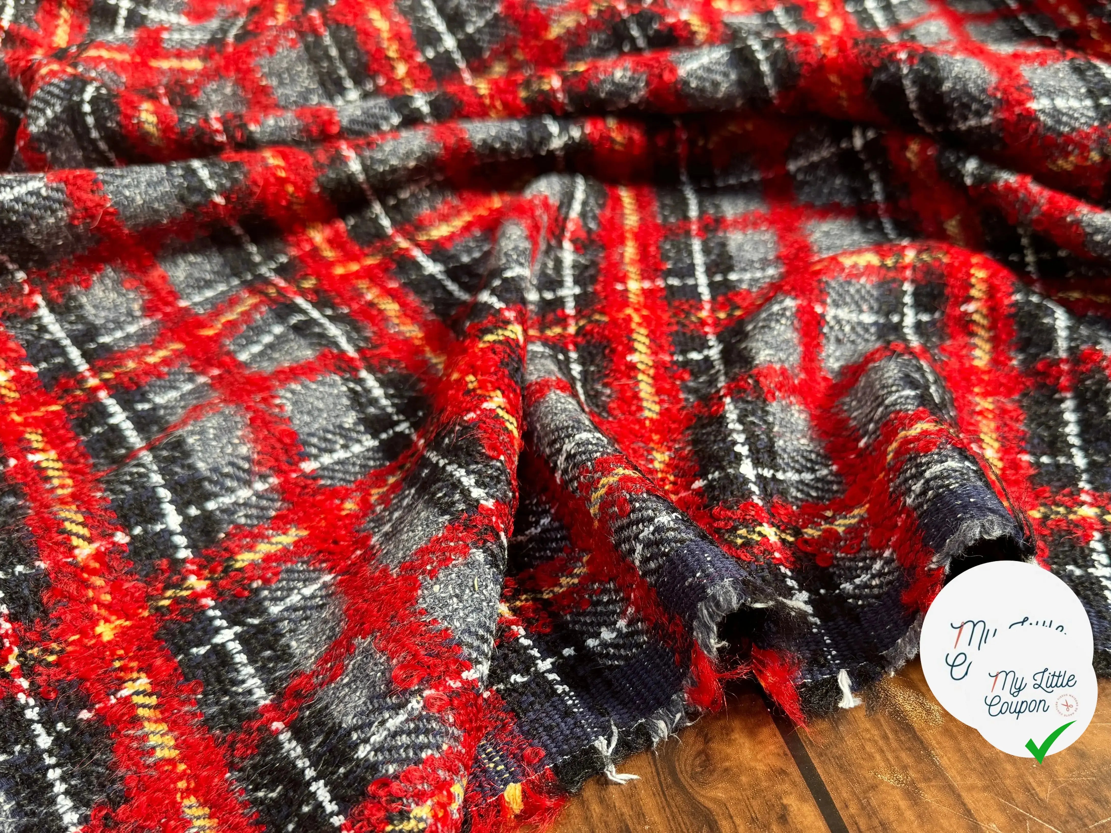 TWEED ÉCOSSAIS ÉCLAT ROUGE MADE IN FRANCE - My Little Coupon