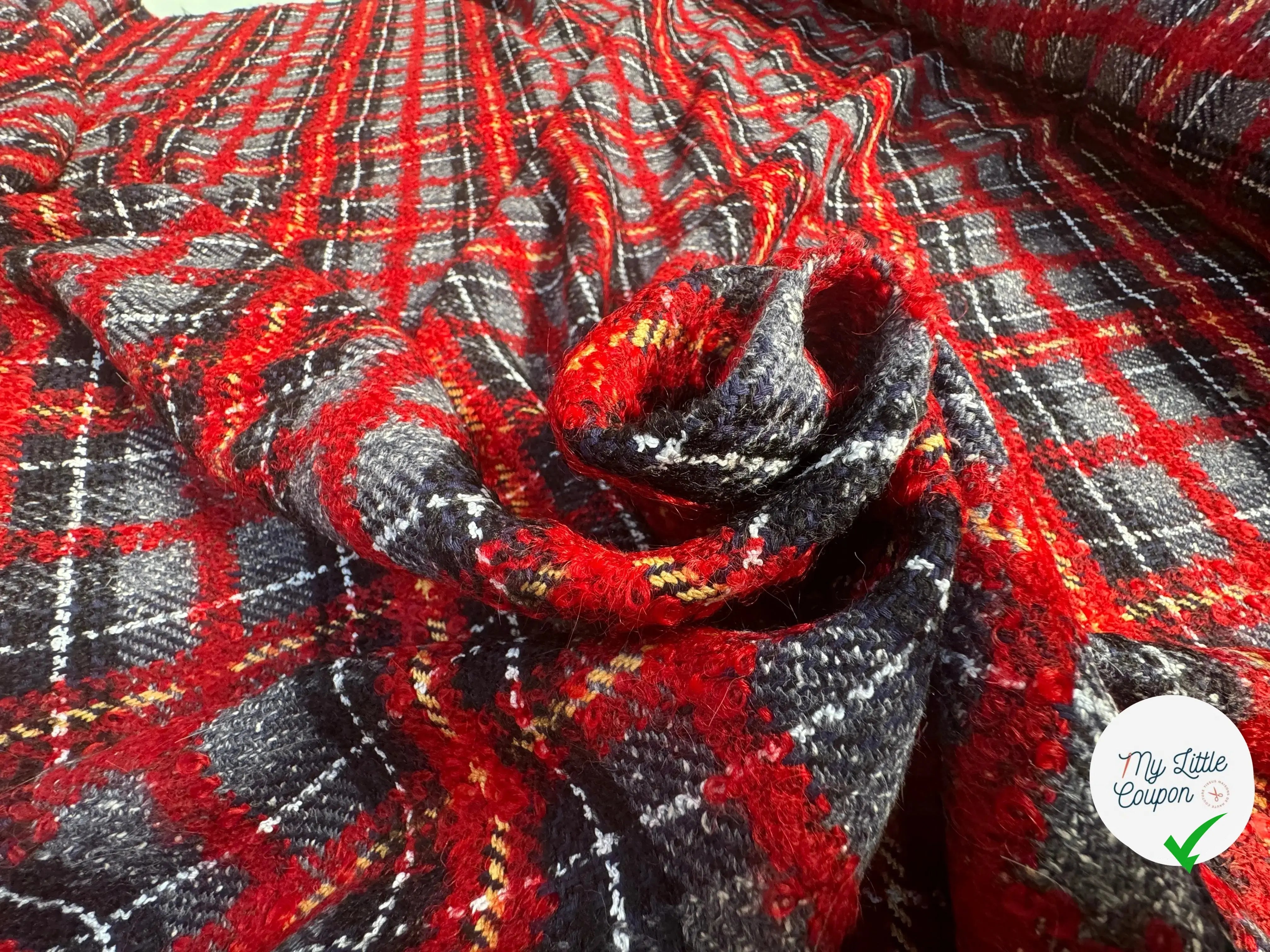 TWEED ÉCOSSAIS ÉCLAT ROUGE MADE IN FRANCE - My Little Coupon