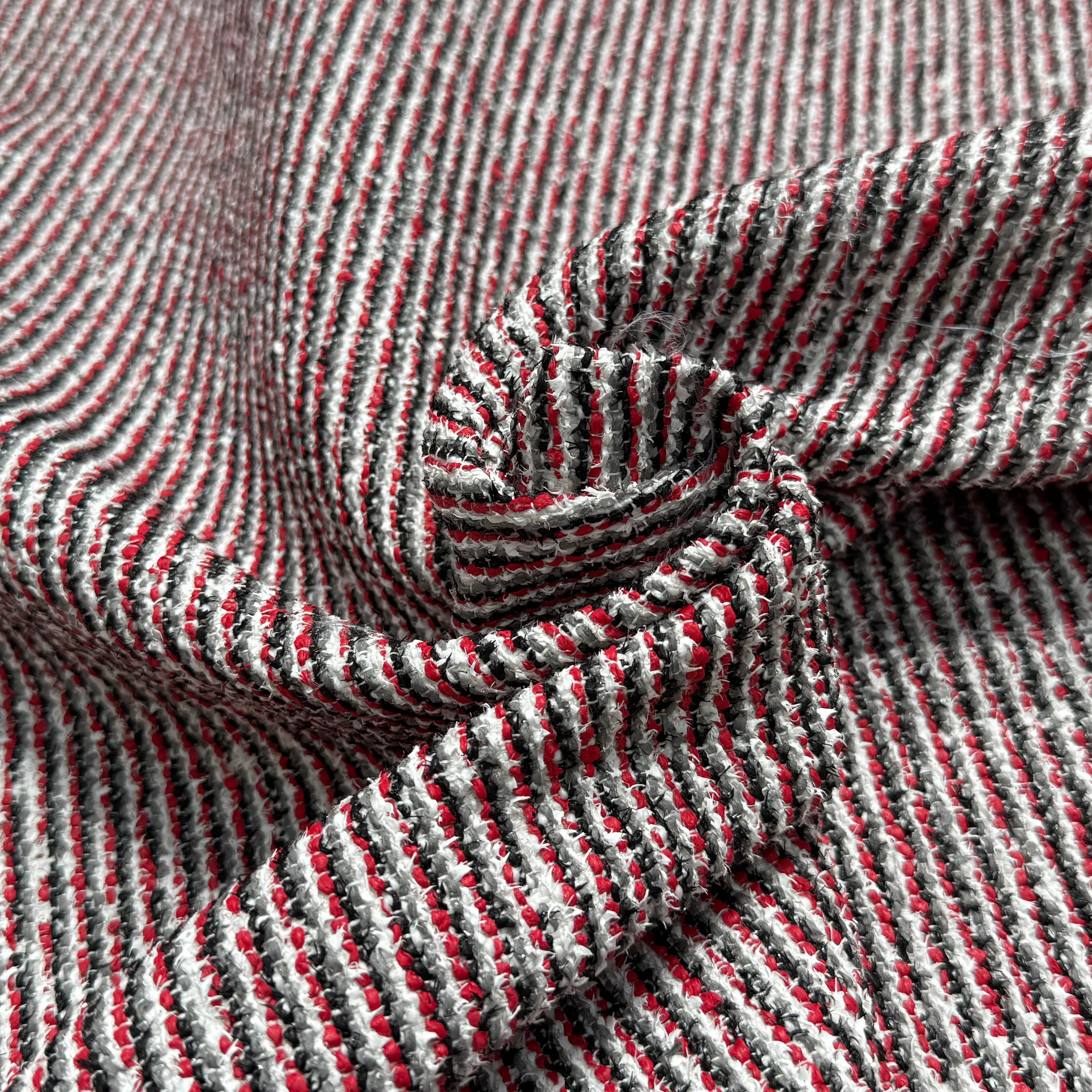 TWEED JACQUARD 24% COTON 52% LIN BLANC ROUGE - My Little Coupon
