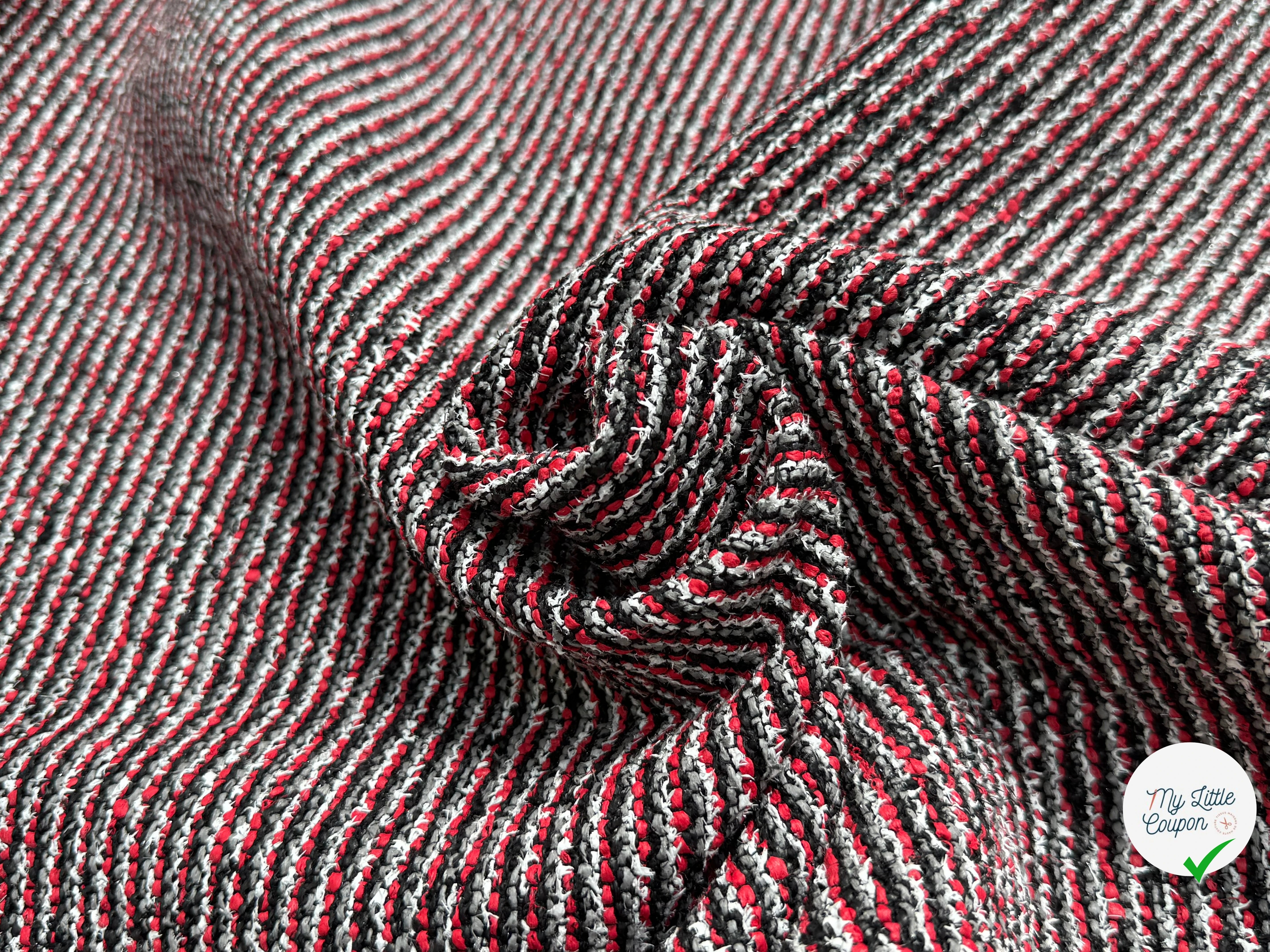 TWEED JACQUARD 24% COTON 52% LIN GRIS ROUGE - My Little Coupon