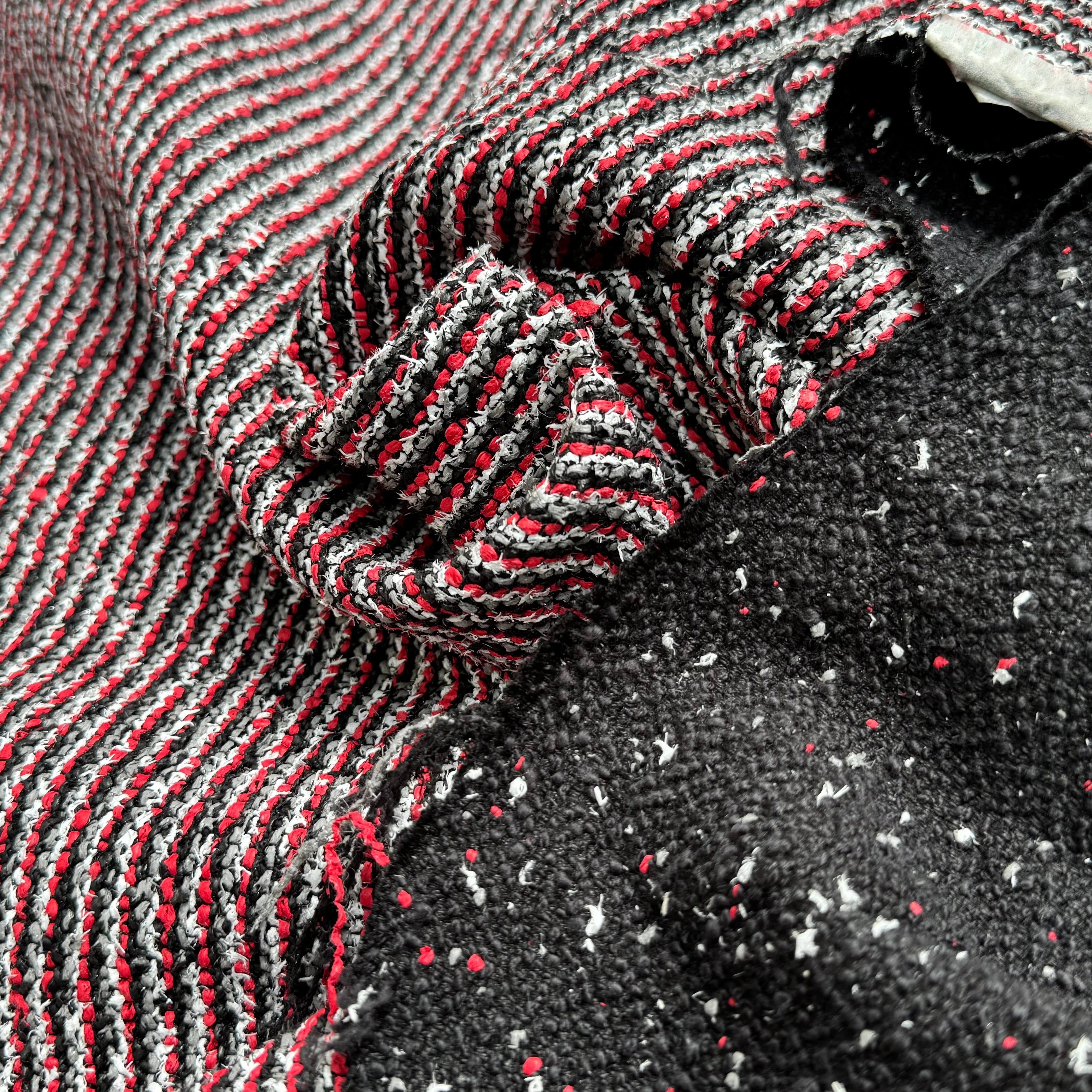 TWEED JACQUARD 24% COTON 52% LIN GRIS ROUGE - My Little Coupon