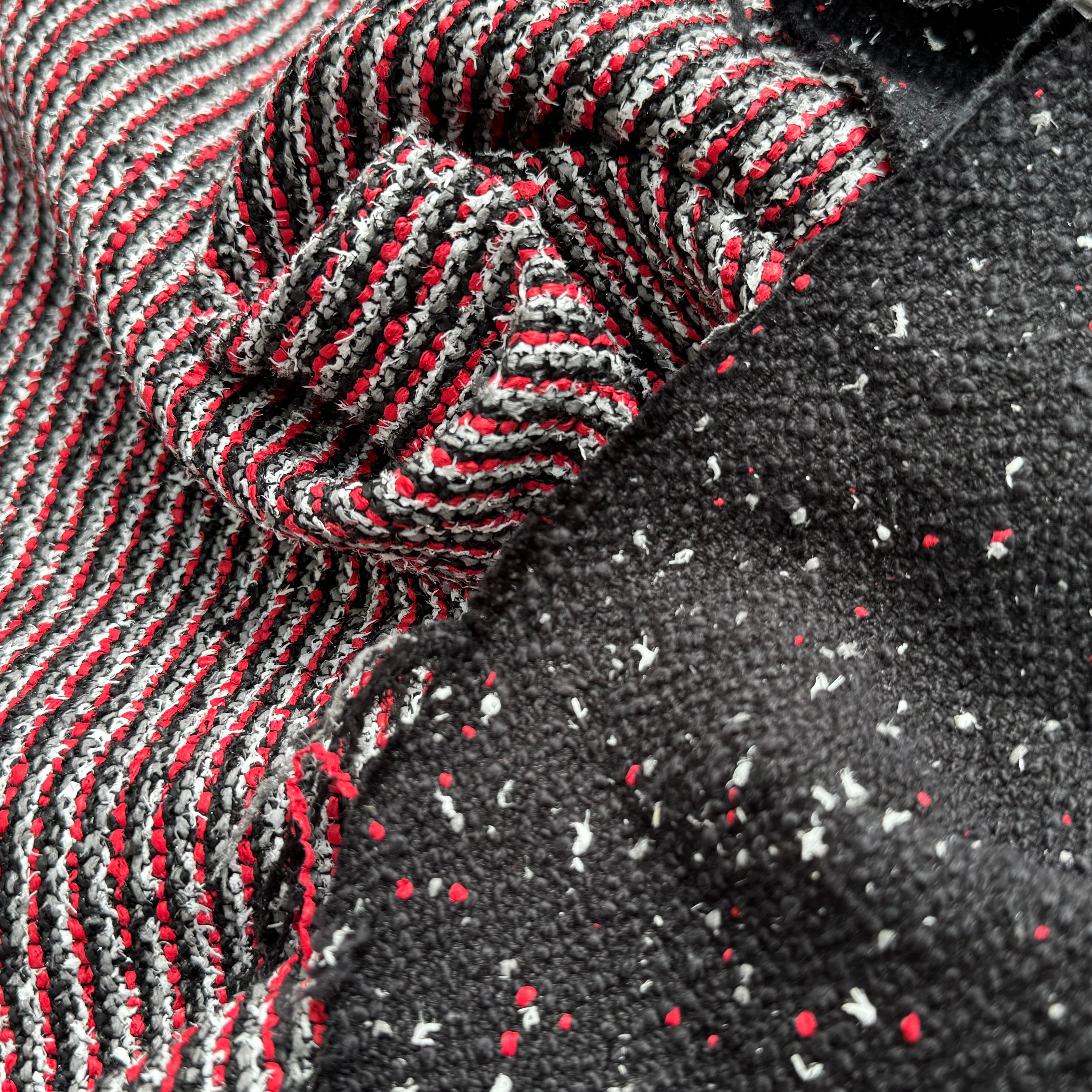 TWEED JACQUARD 24% COTON 52% LIN GRIS ROUGE - My Little Coupon