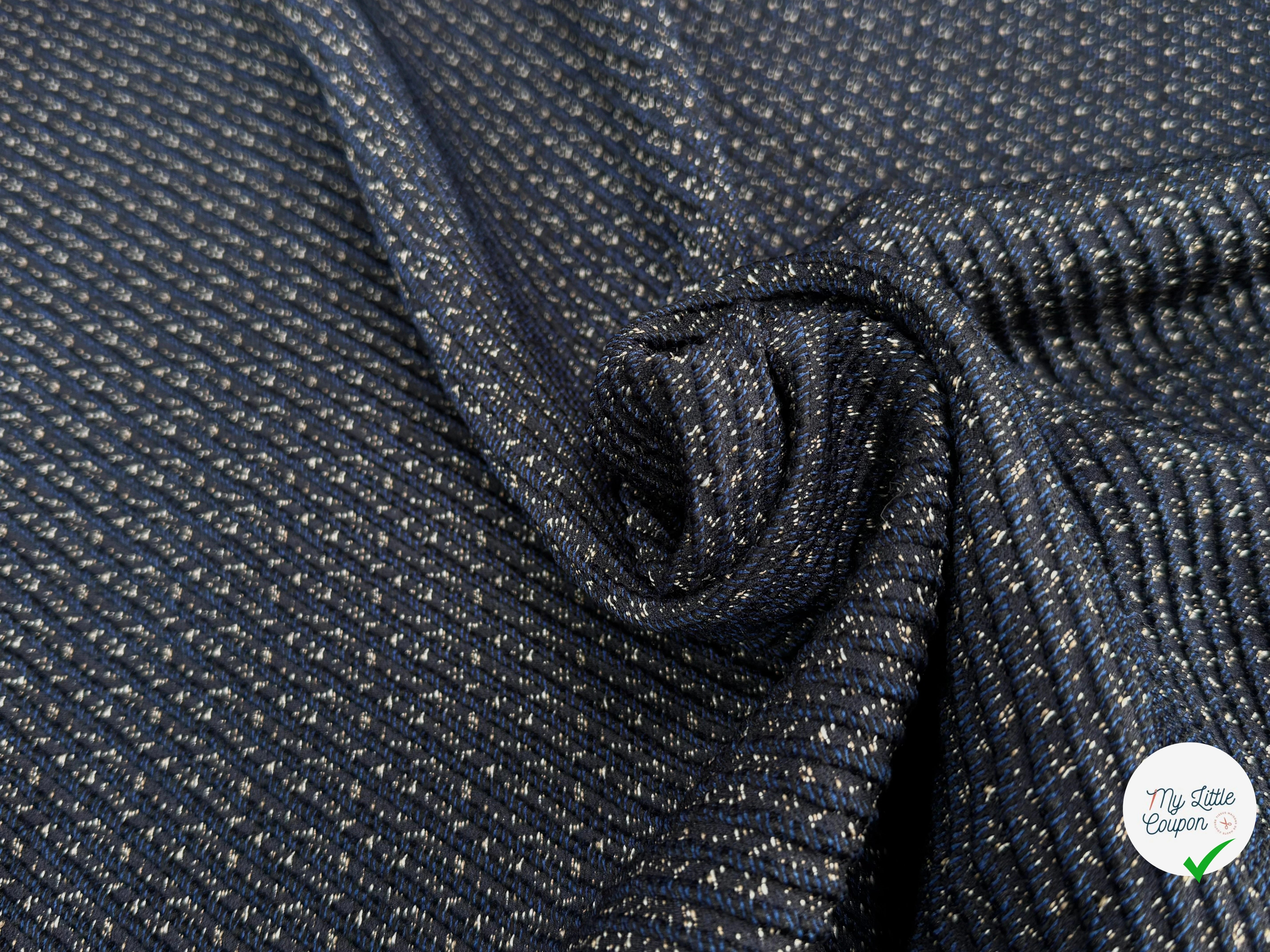 TWEED JACQUARD TISSÉ POLYCOTON ET POLYAMIDE BLEU GRIS - My Little Coupon