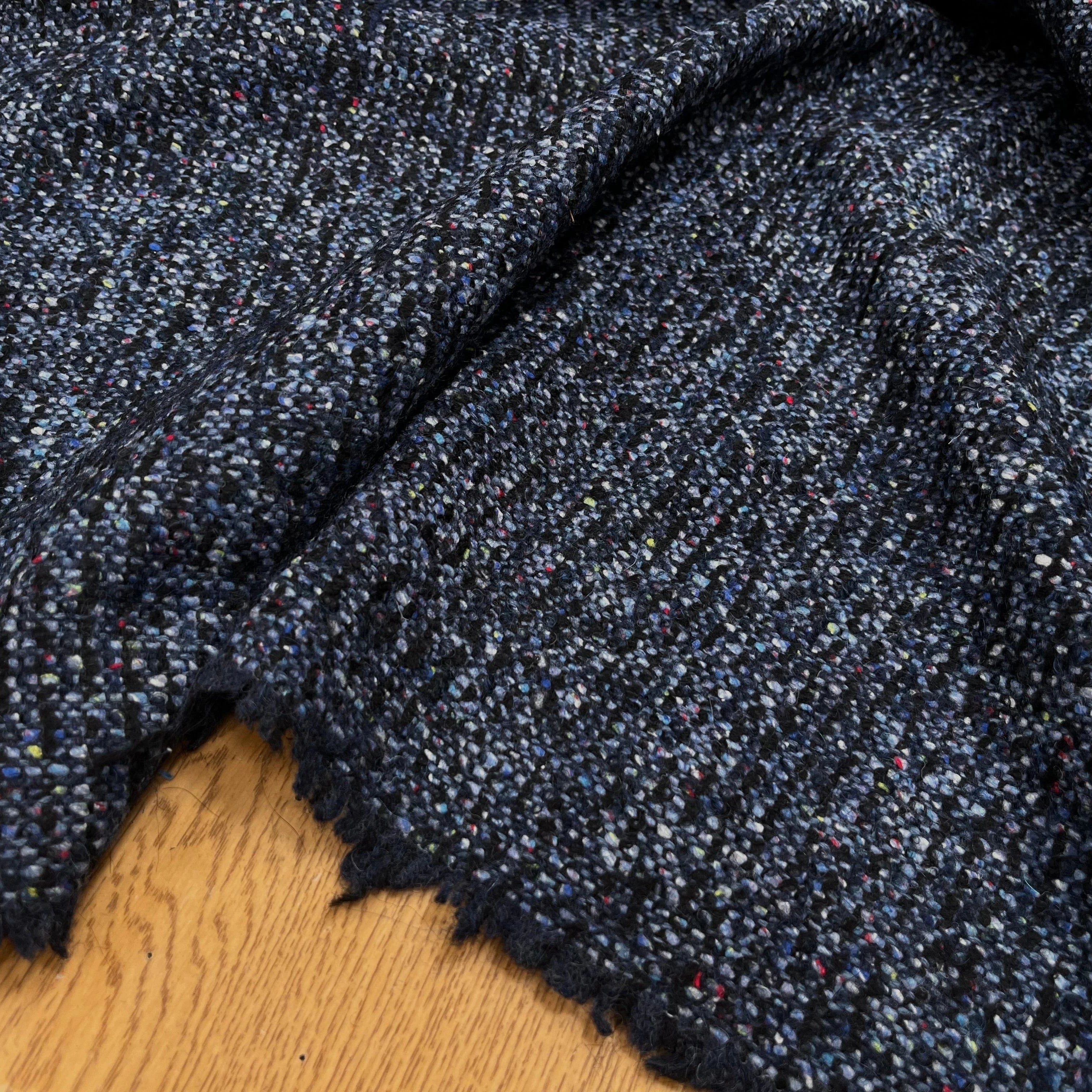 TWEED LAINE VIERGE SOIE BLEU CHINÉ - My Little Coupon