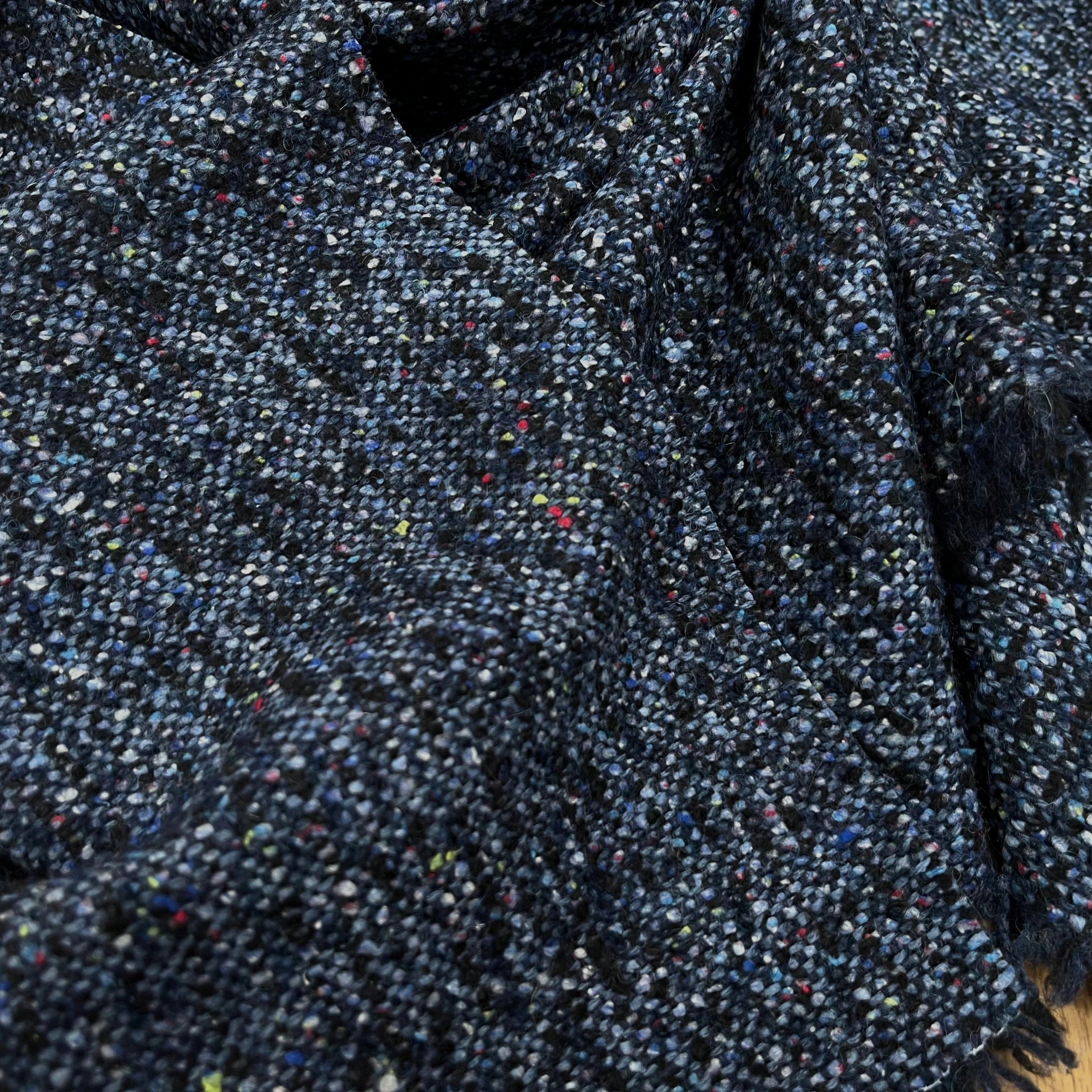 TWEED LAINE VIERGE SOIE BLEU CHINÉ - My Little Coupon