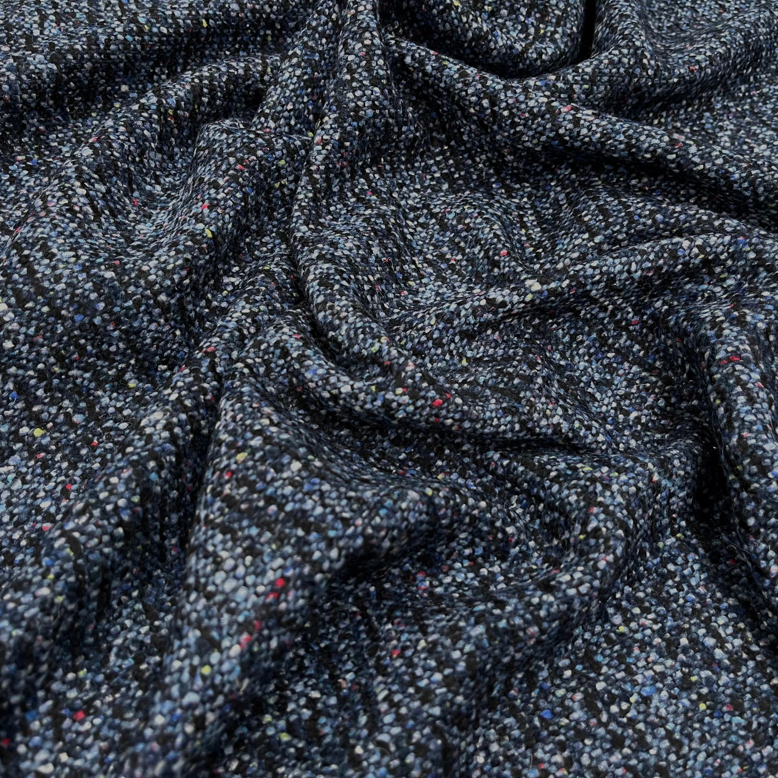 TWEED LAINE VIERGE SOIE BLEU CHINÉ - My Little Coupon