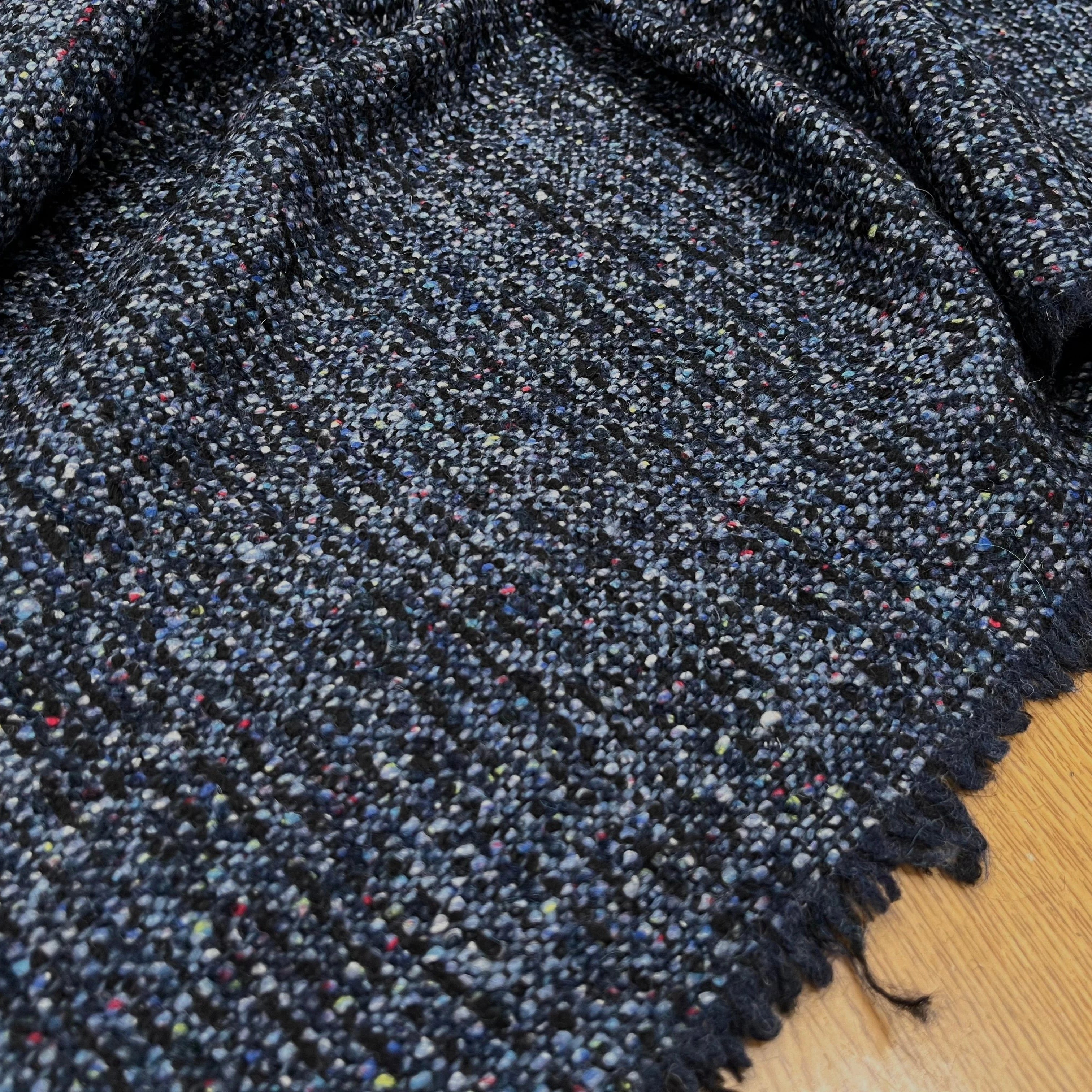 TWEED LAINE VIERGE SOIE BLEU CHINÉ - My Little Coupon