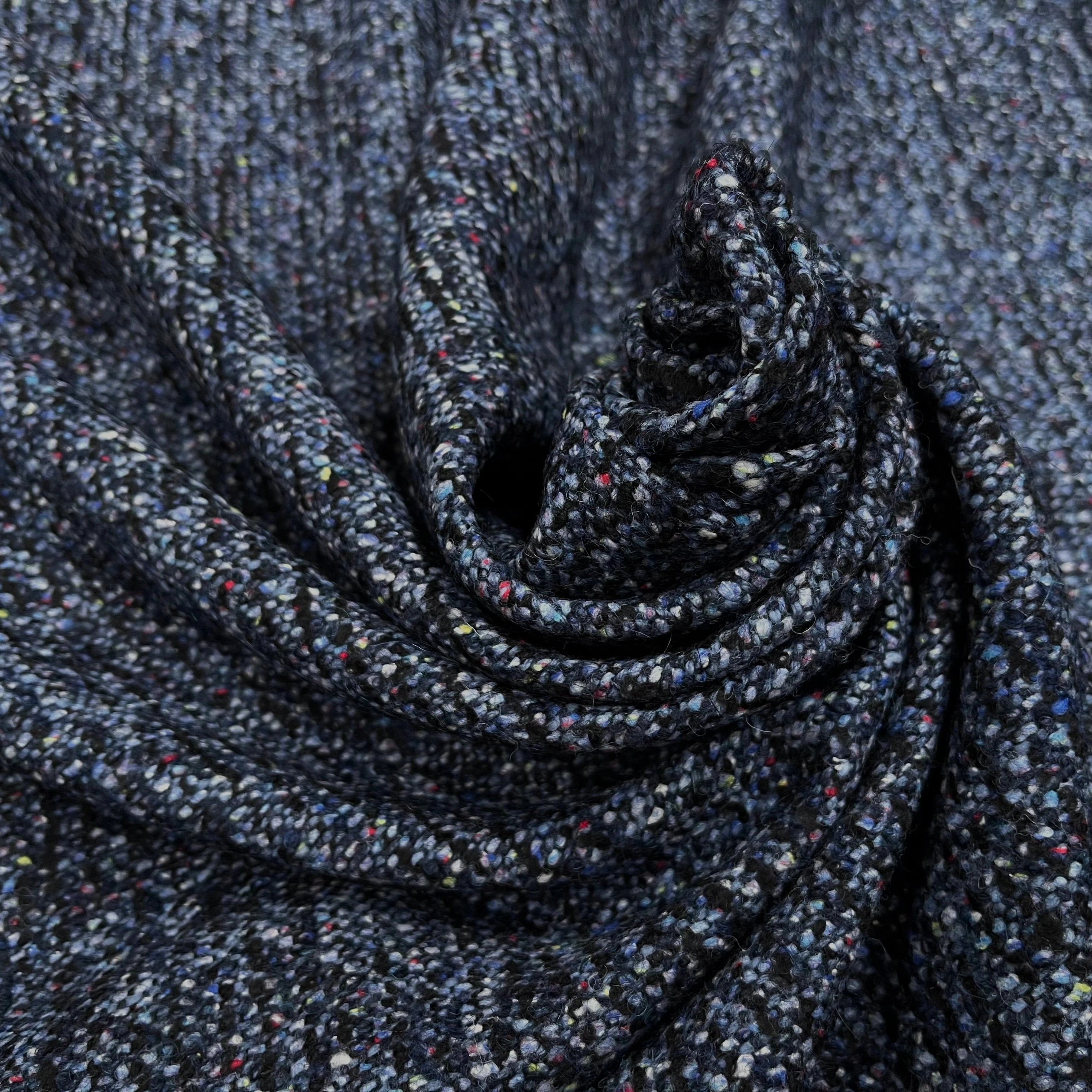 TWEED LAINE VIERGE SOIE BLEU CHINÉ - My Little Coupon