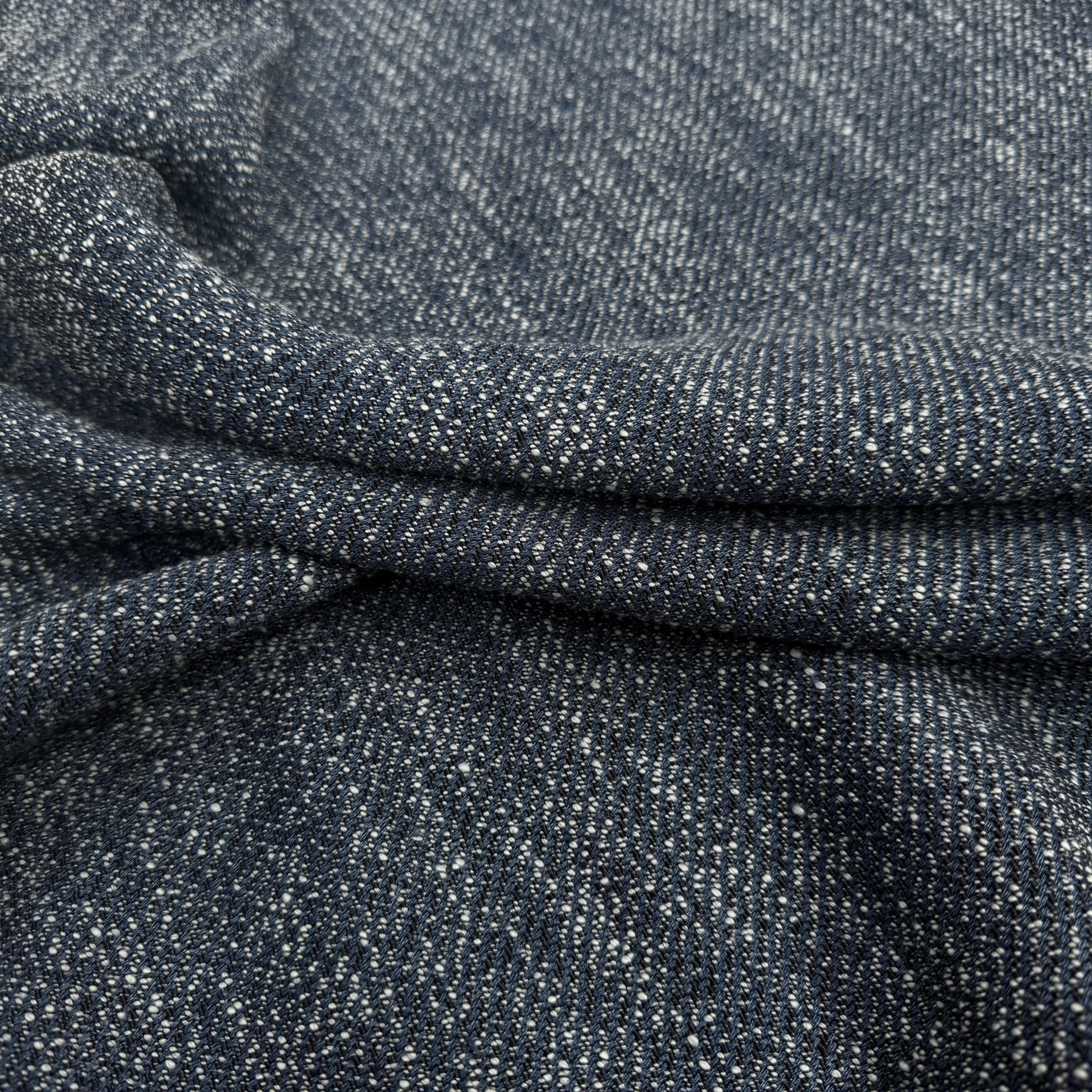 TWEED LOURD BLEU COTON RAYURES SERGÉES - My Little Coupon