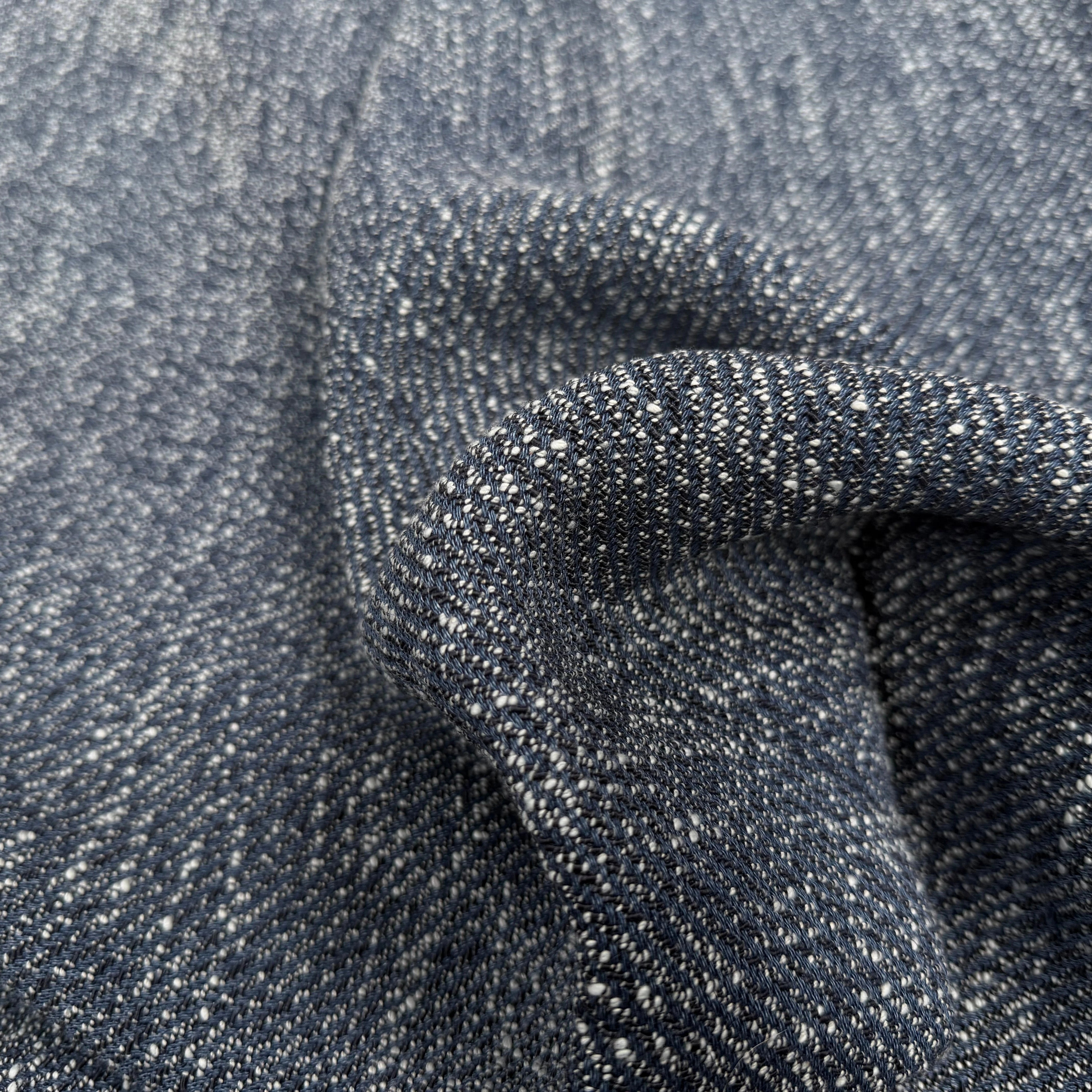 TWEED LOURD BLEU COTON RAYURES SERGÉES - My Little Coupon