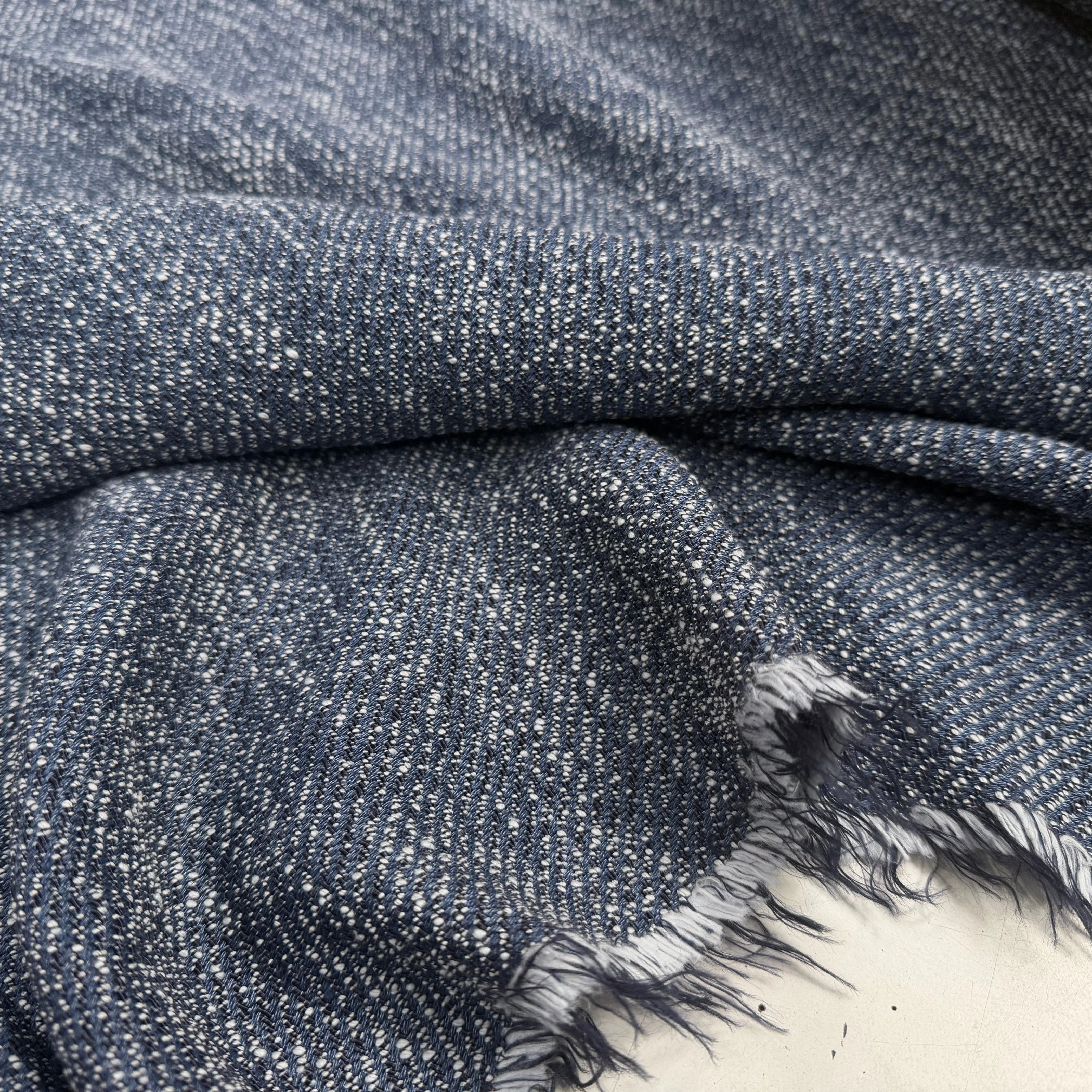 TWEED LOURD BLEU COTON RAYURES SERGÉES - My Little Coupon