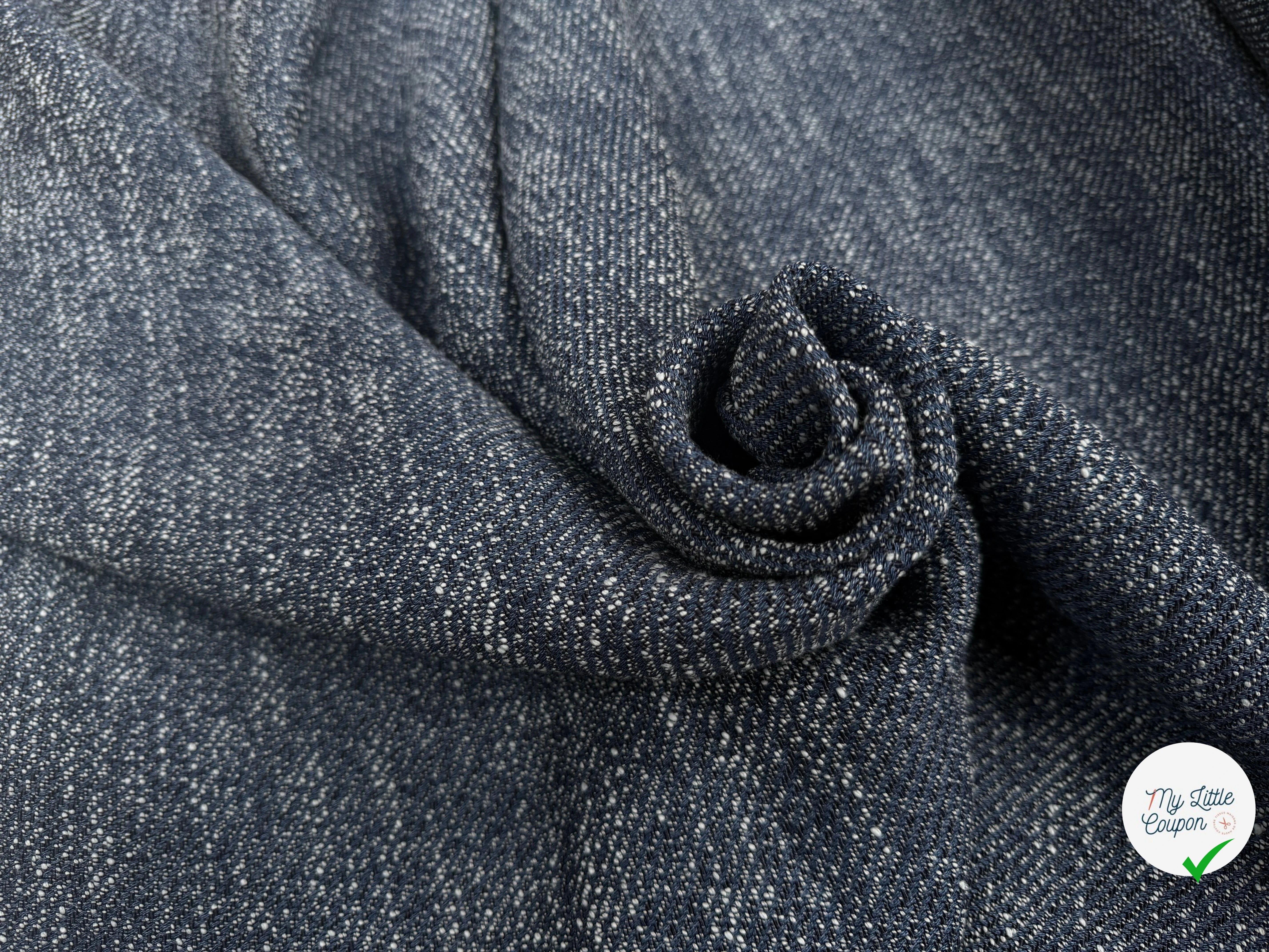 TWEED LOURD BLEU COTON RAYURES SERGÉES - My Little Coupon