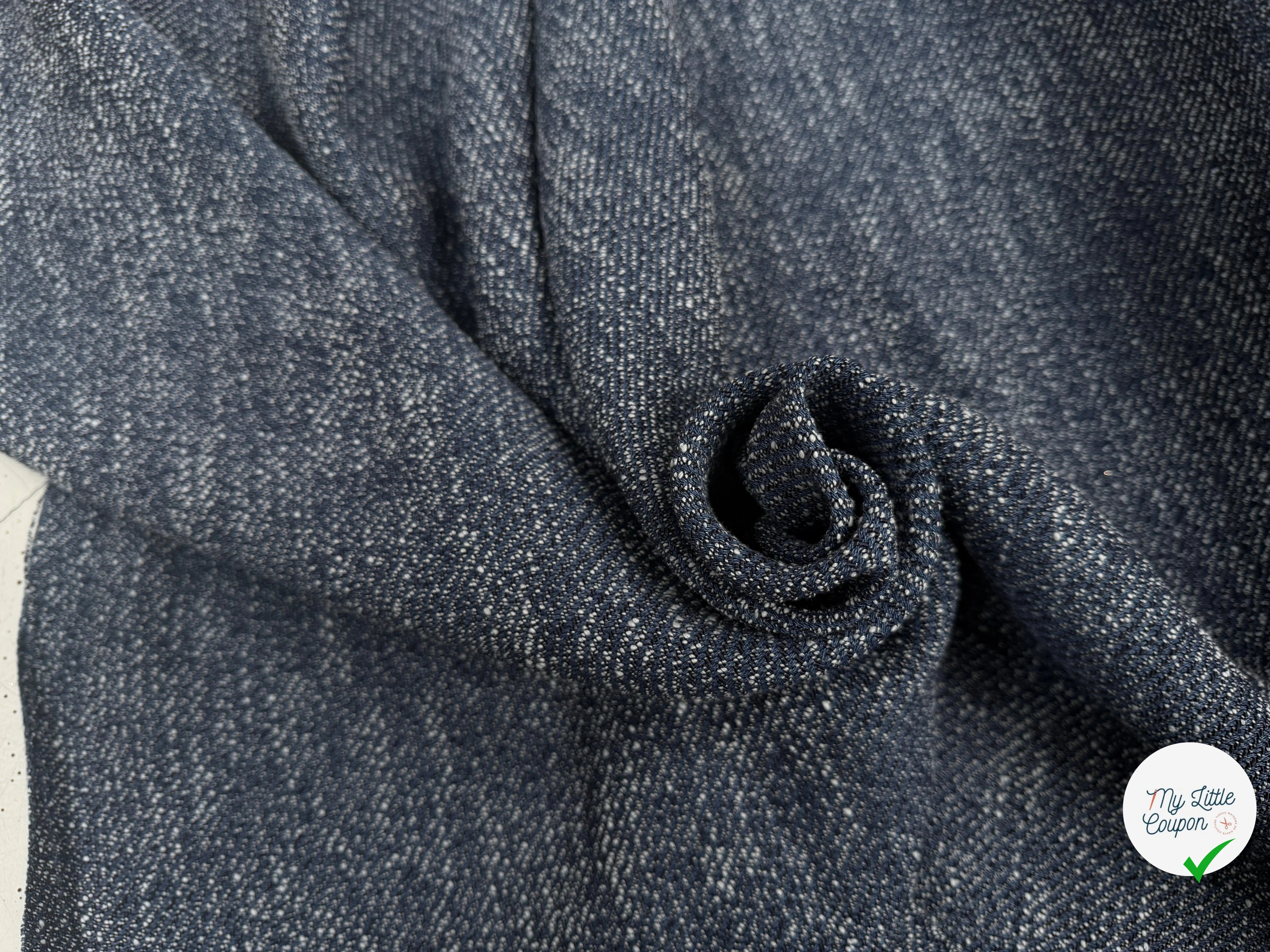 TWEED LOURD BLEU COTON RAYURES SERGÉES - My Little Coupon