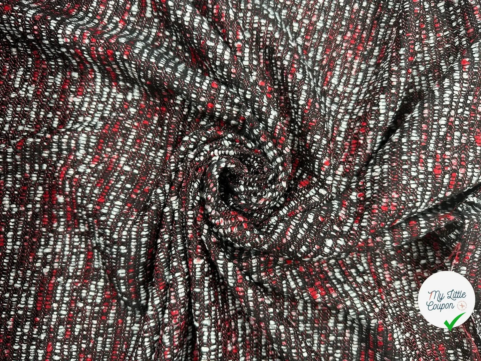 TWEED POLYESTER NOIR ROUGE ET BLANC MLC INTERN