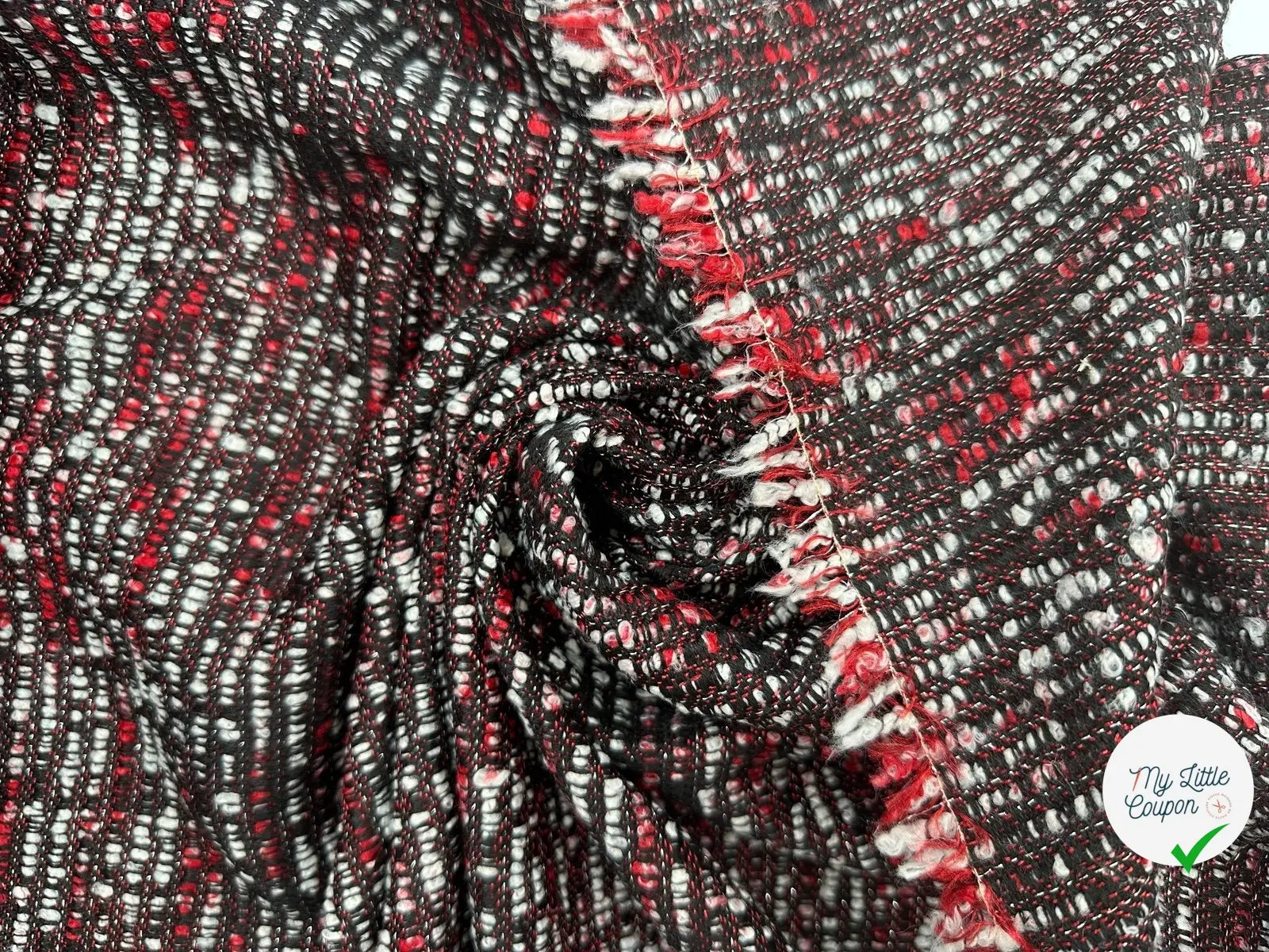 TWEED POLYESTER NOIR ROUGE ET BLANC MLC INTERN
