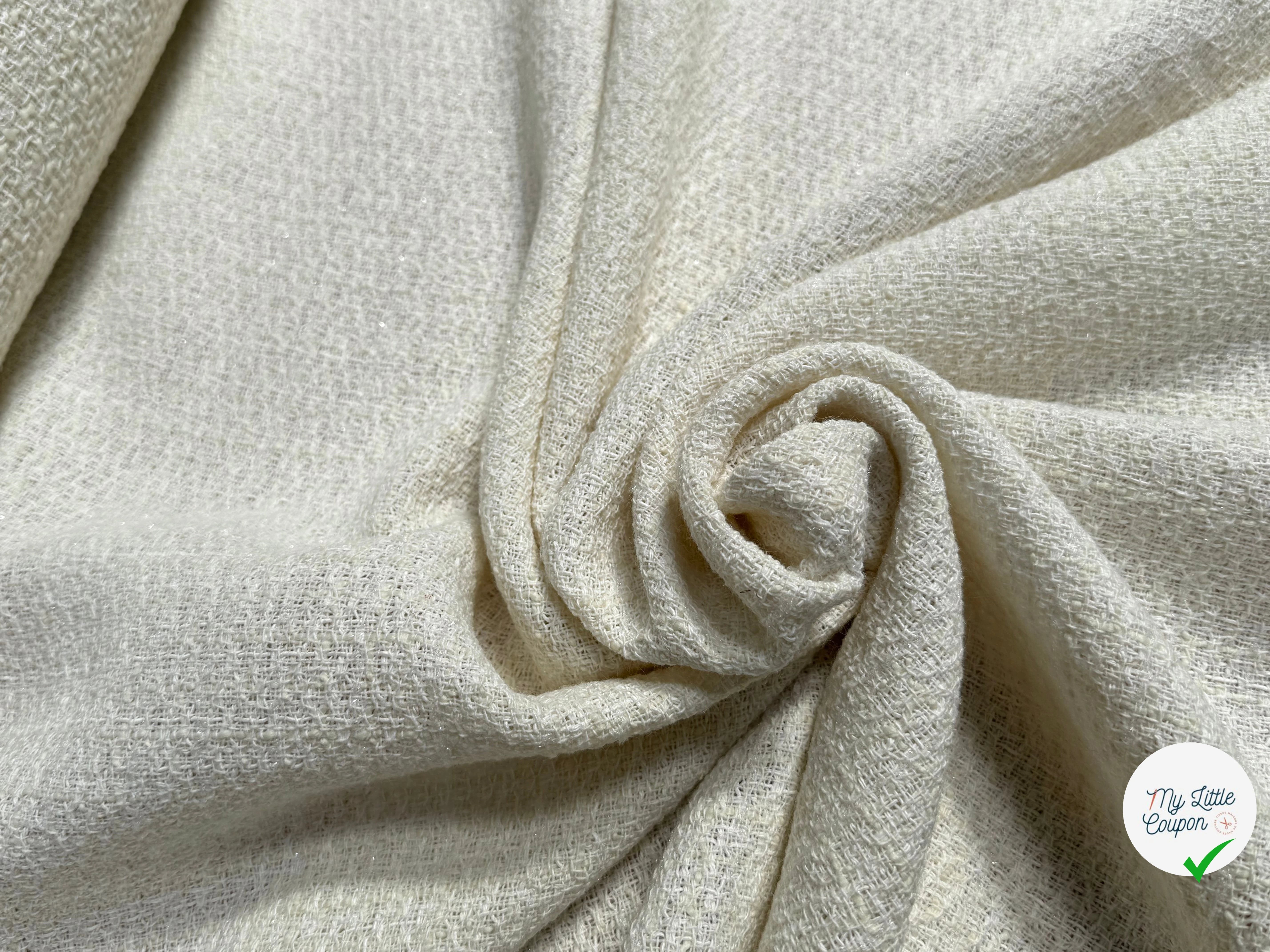 TWEED POLYLAINE BEAU TISSAGE ÉCRU 20% COTON - My Little Coupon