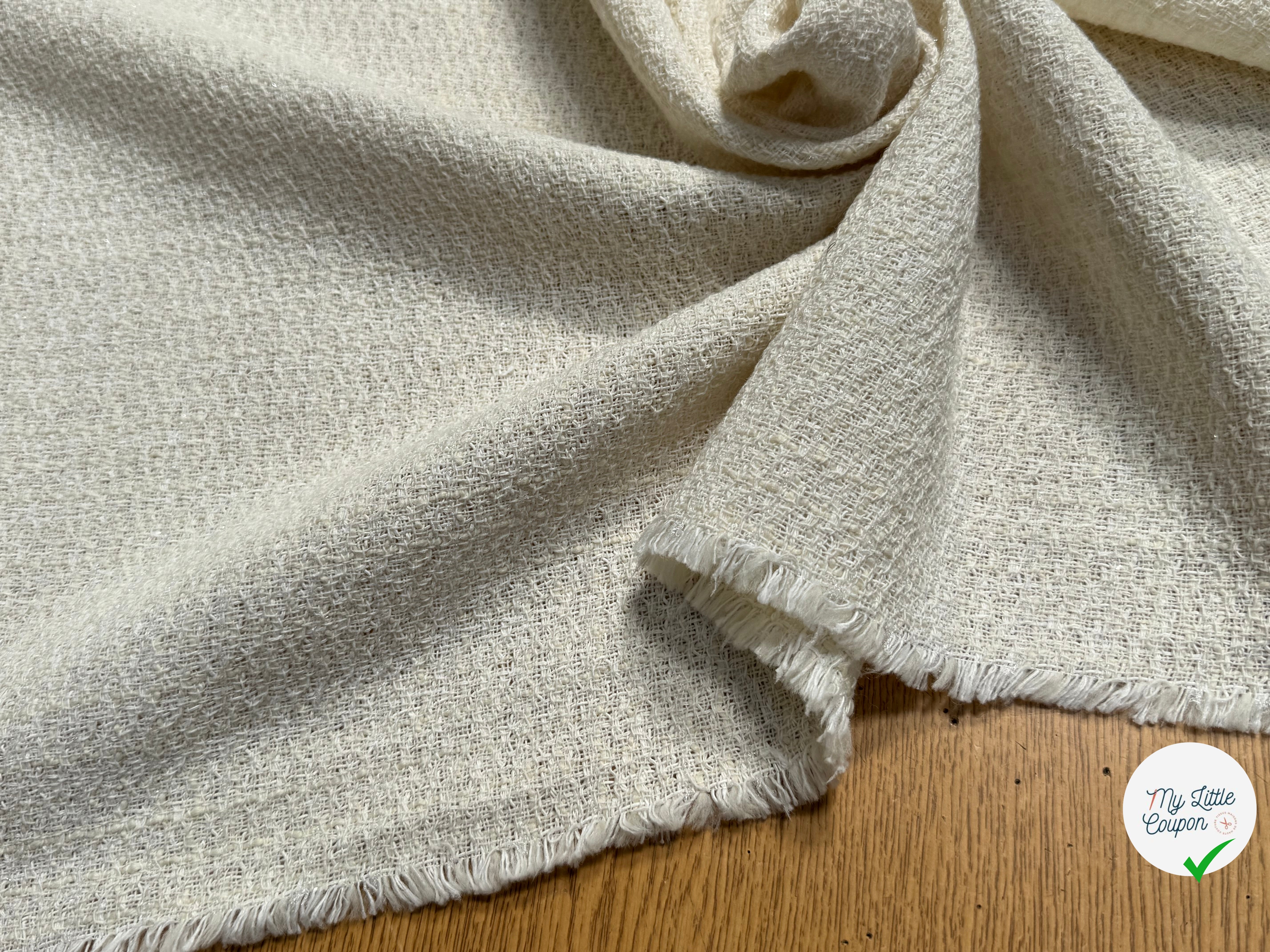 TWEED POLYLAINE BEAU TISSAGE ÉCRU 20% COTON - My Little Coupon