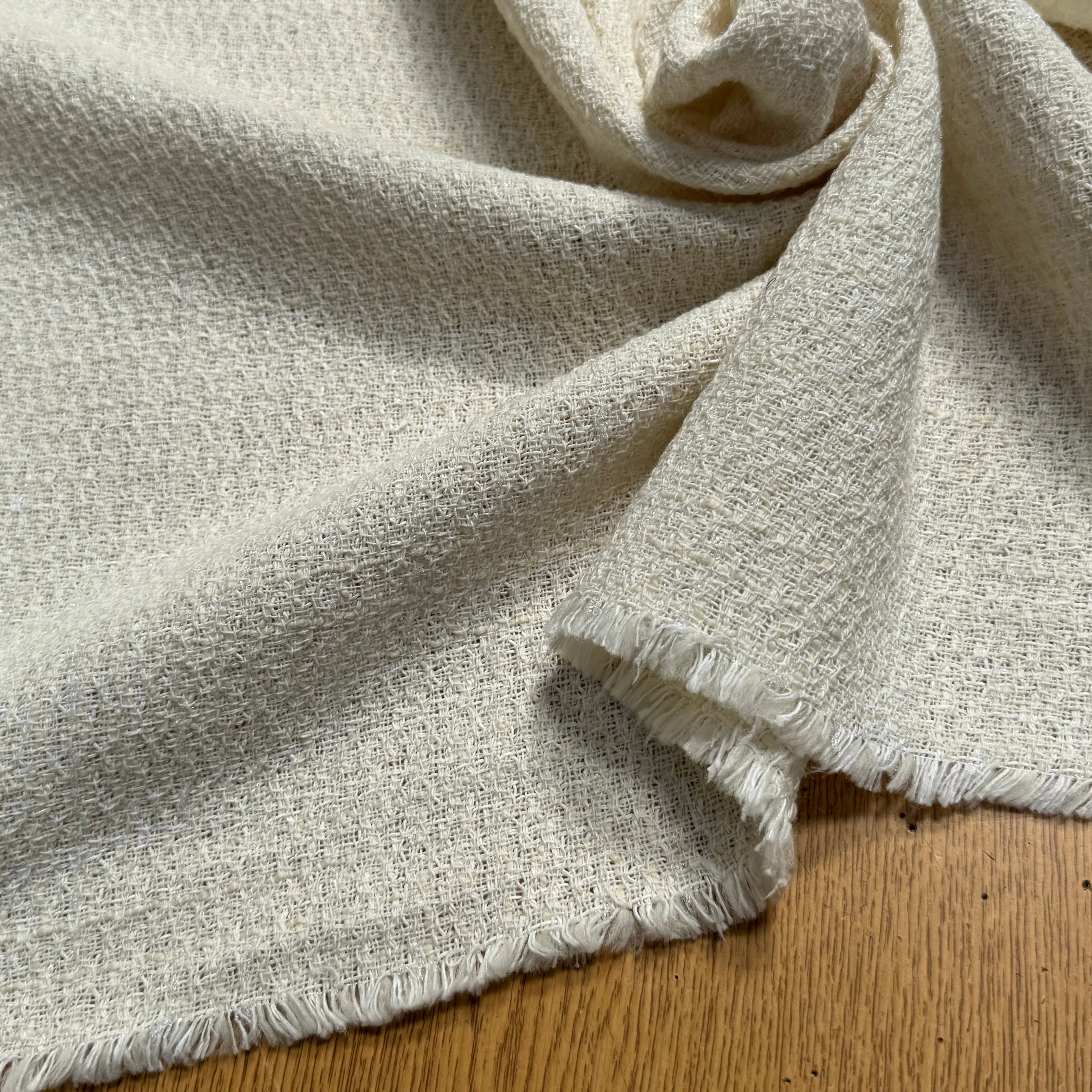 TWEED POLYLAINE BEAU TISSAGE ÉCRU 20% COTON - My Little Coupon
