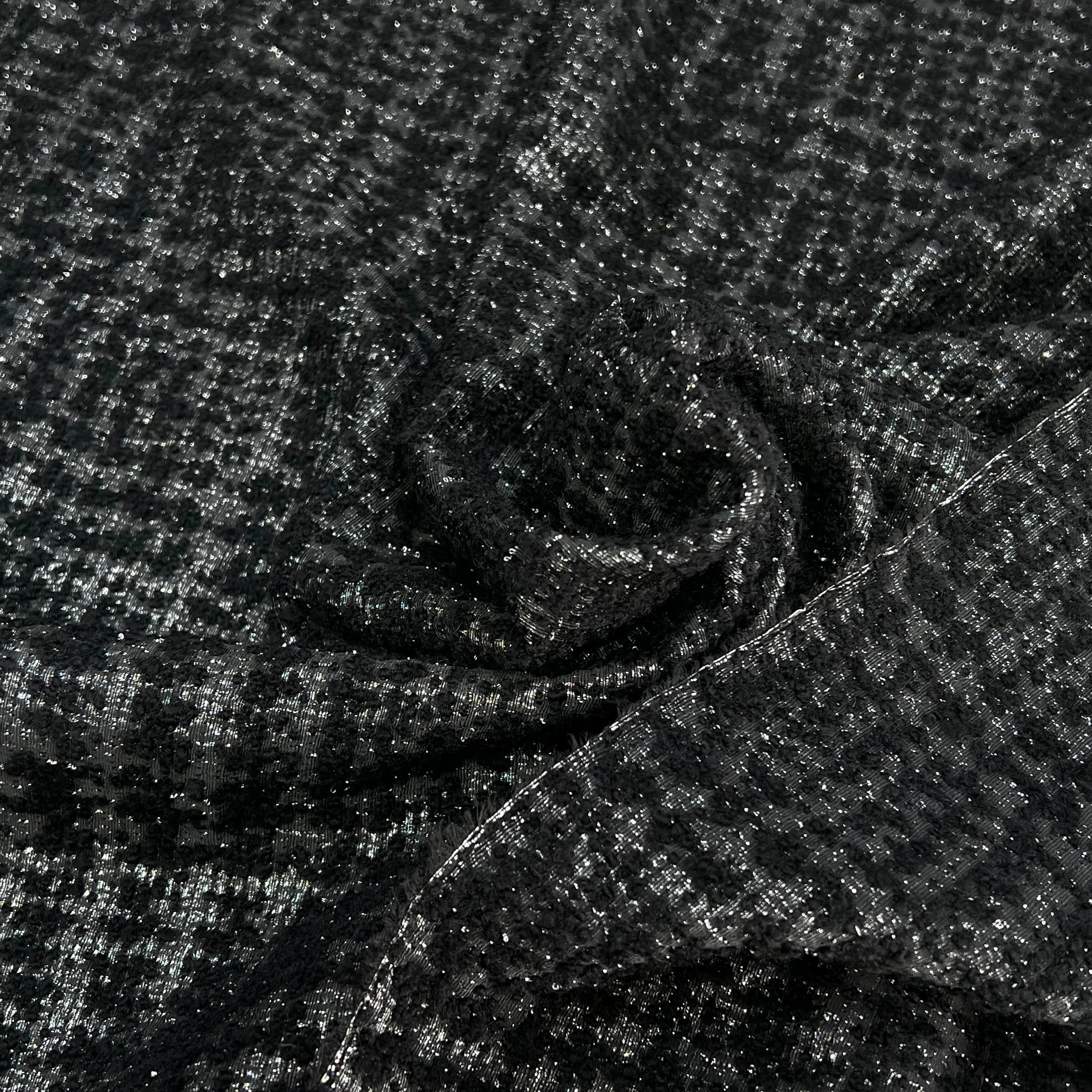 TWEED POLYLAINE ET LUREX NOIR ARGENTÉ - My Little Coupon