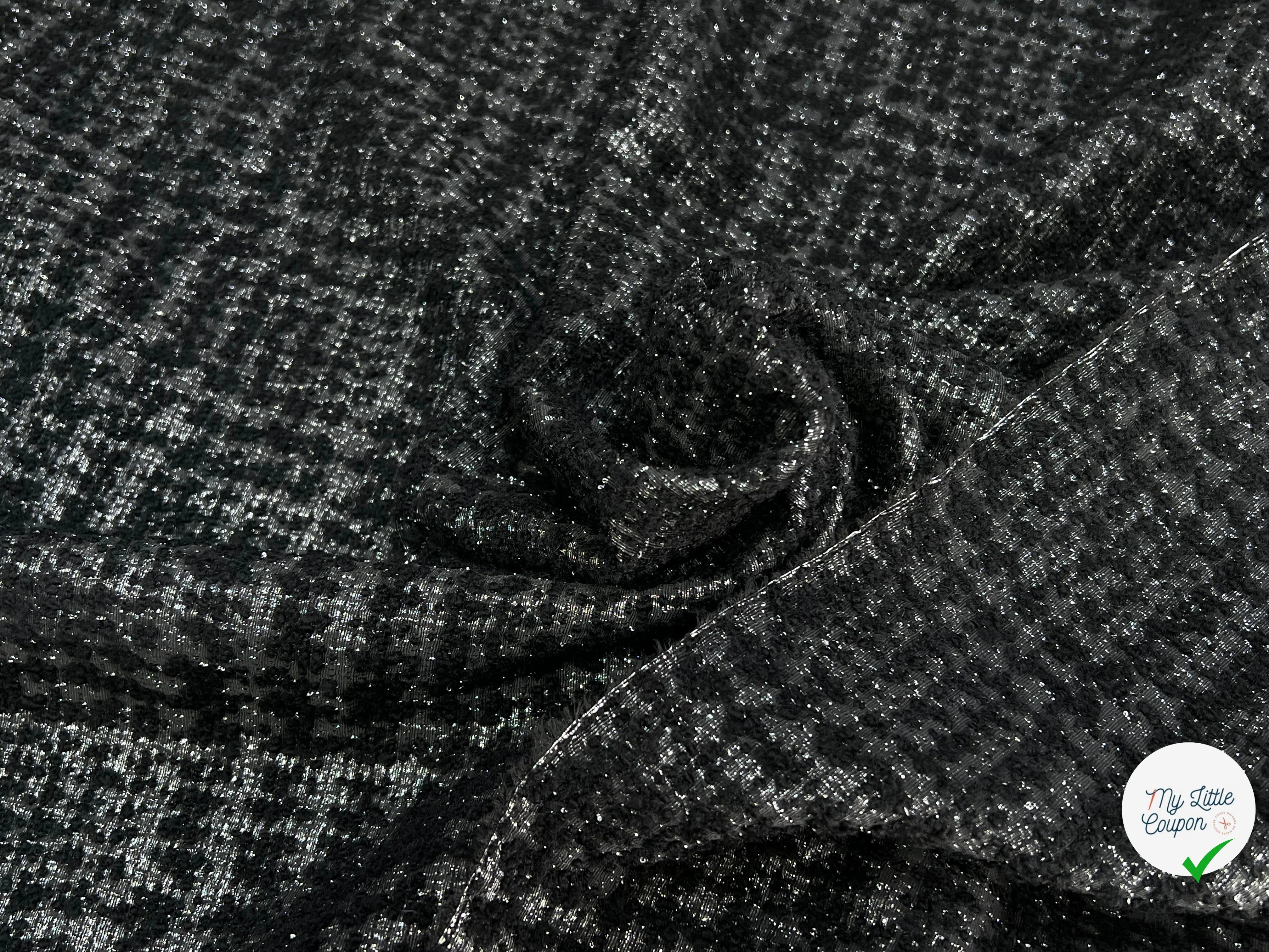 TWEED POLYLAINE ET LUREX NOIR ARGENTÉ - My Little Coupon