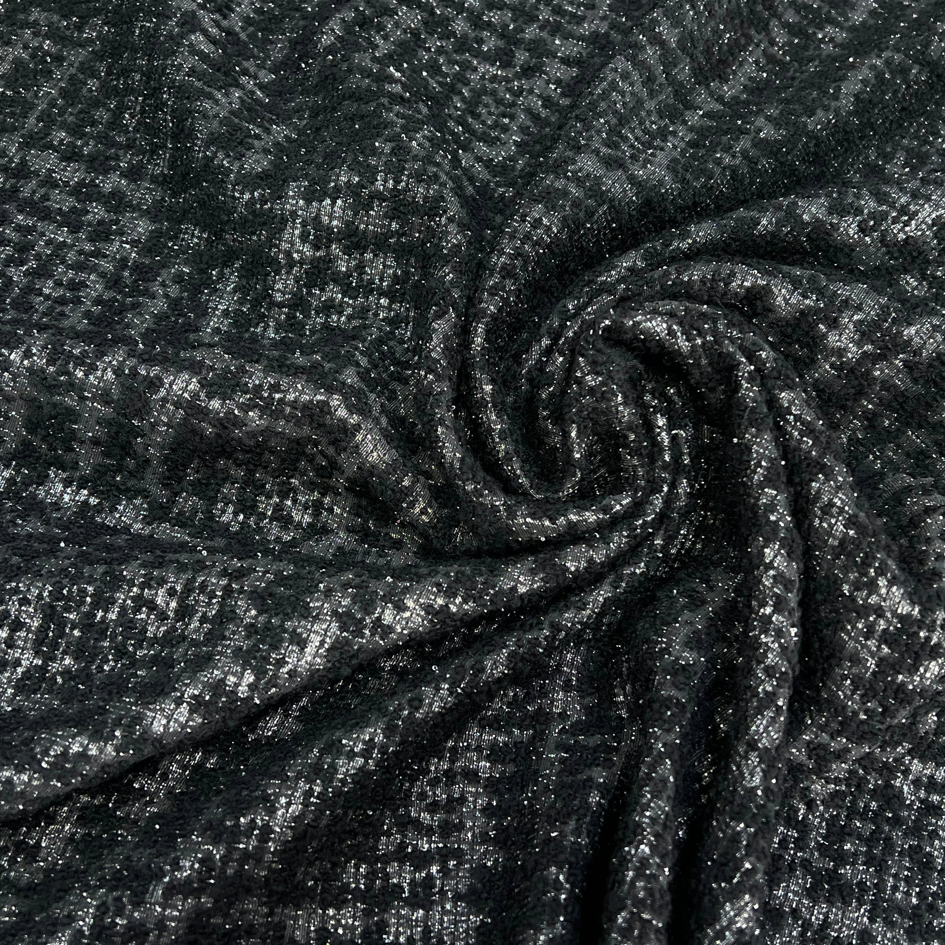 TWEED POLYLAINE ET LUREX NOIR ARGENTÉ - My Little Coupon