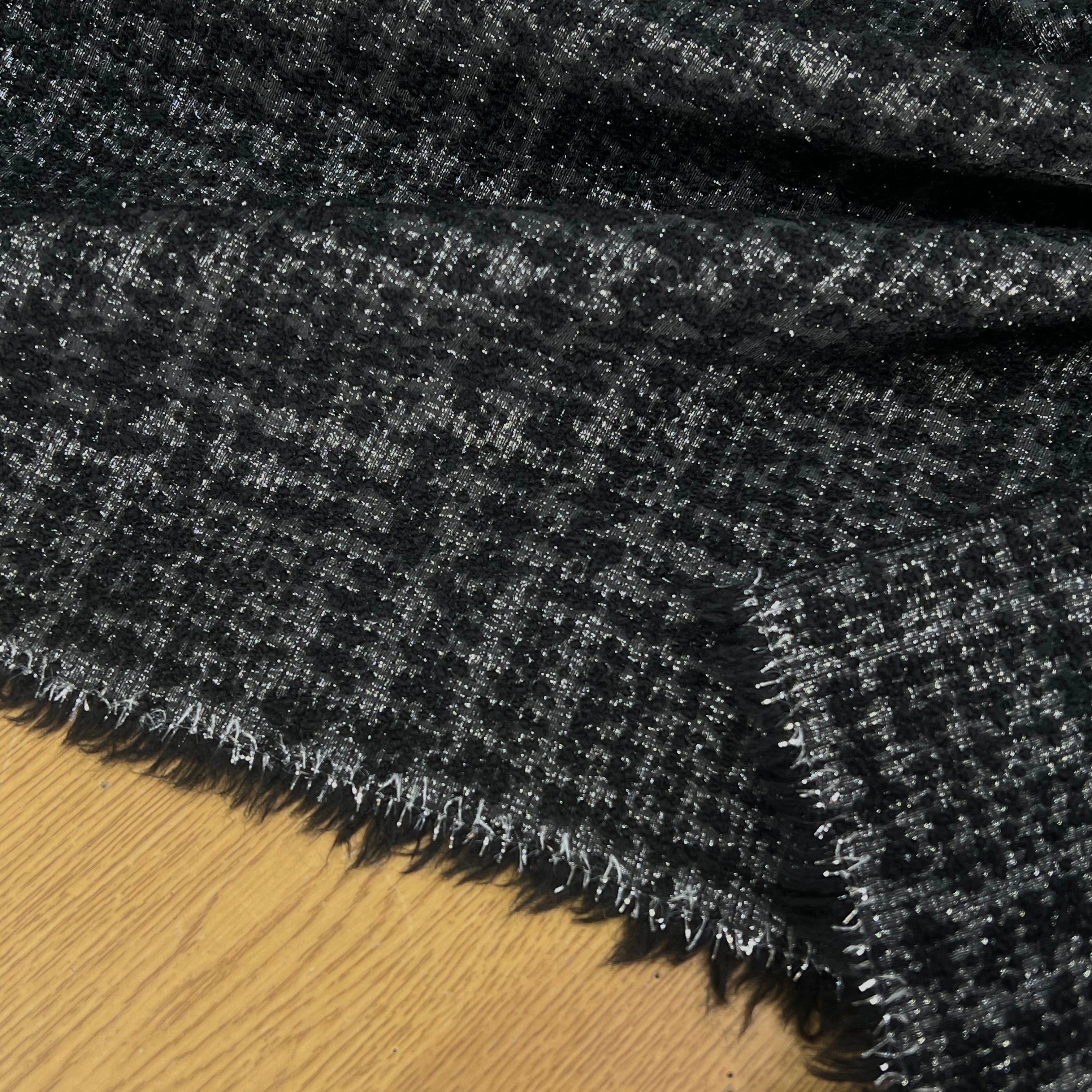TWEED POLYLAINE ET LUREX NOIR ARGENTÉ - My Little Coupon