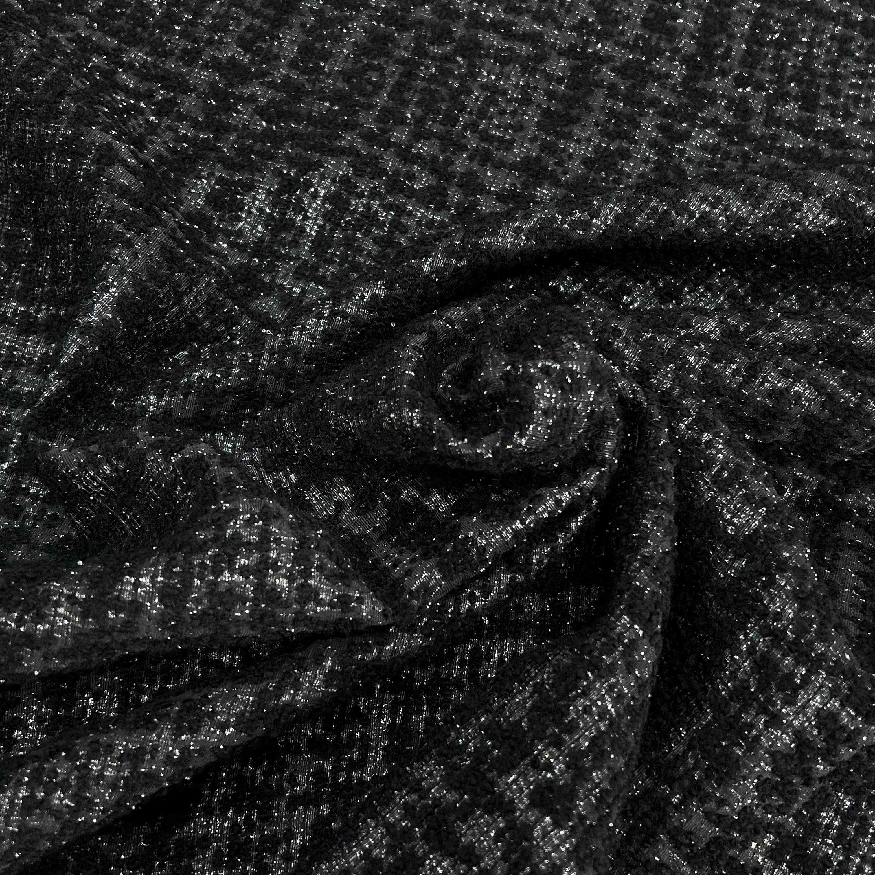 TWEED POLYLAINE ET LUREX NOIR ARGENTÉ - My Little Coupon