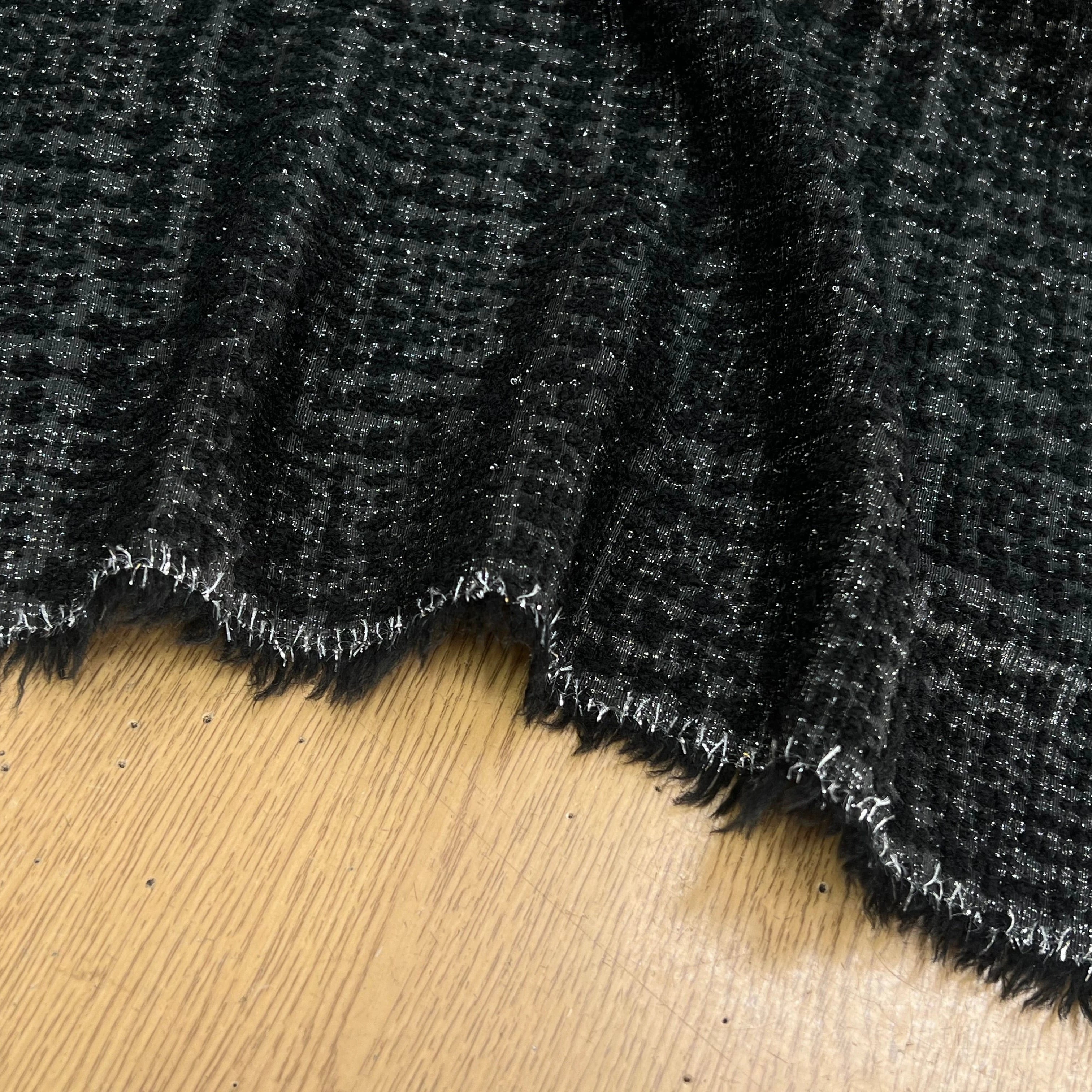 TWEED POLYLAINE ET LUREX NOIR ARGENTÉ - My Little Coupon