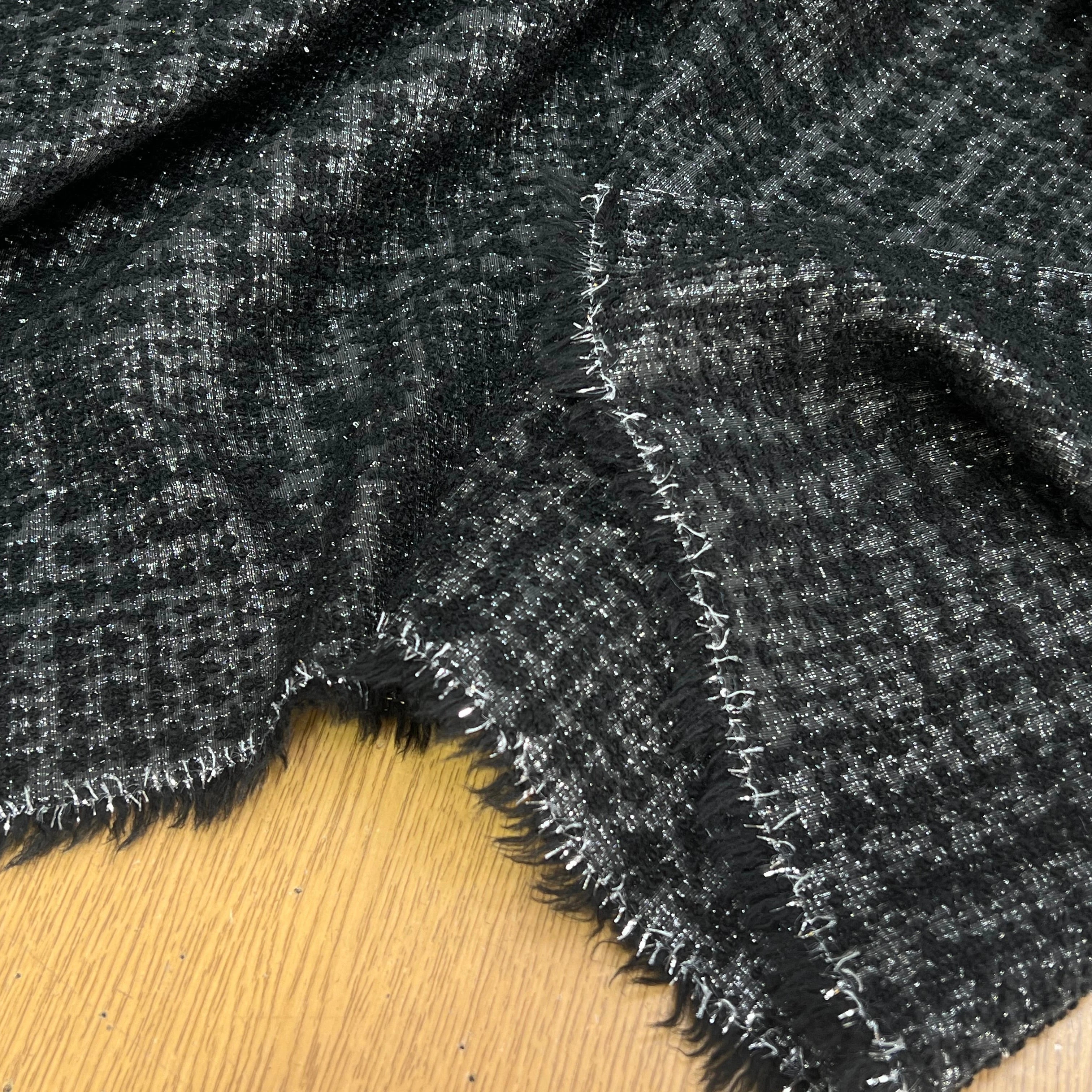 TWEED POLYLAINE ET LUREX NOIR ARGENTÉ - My Little Coupon