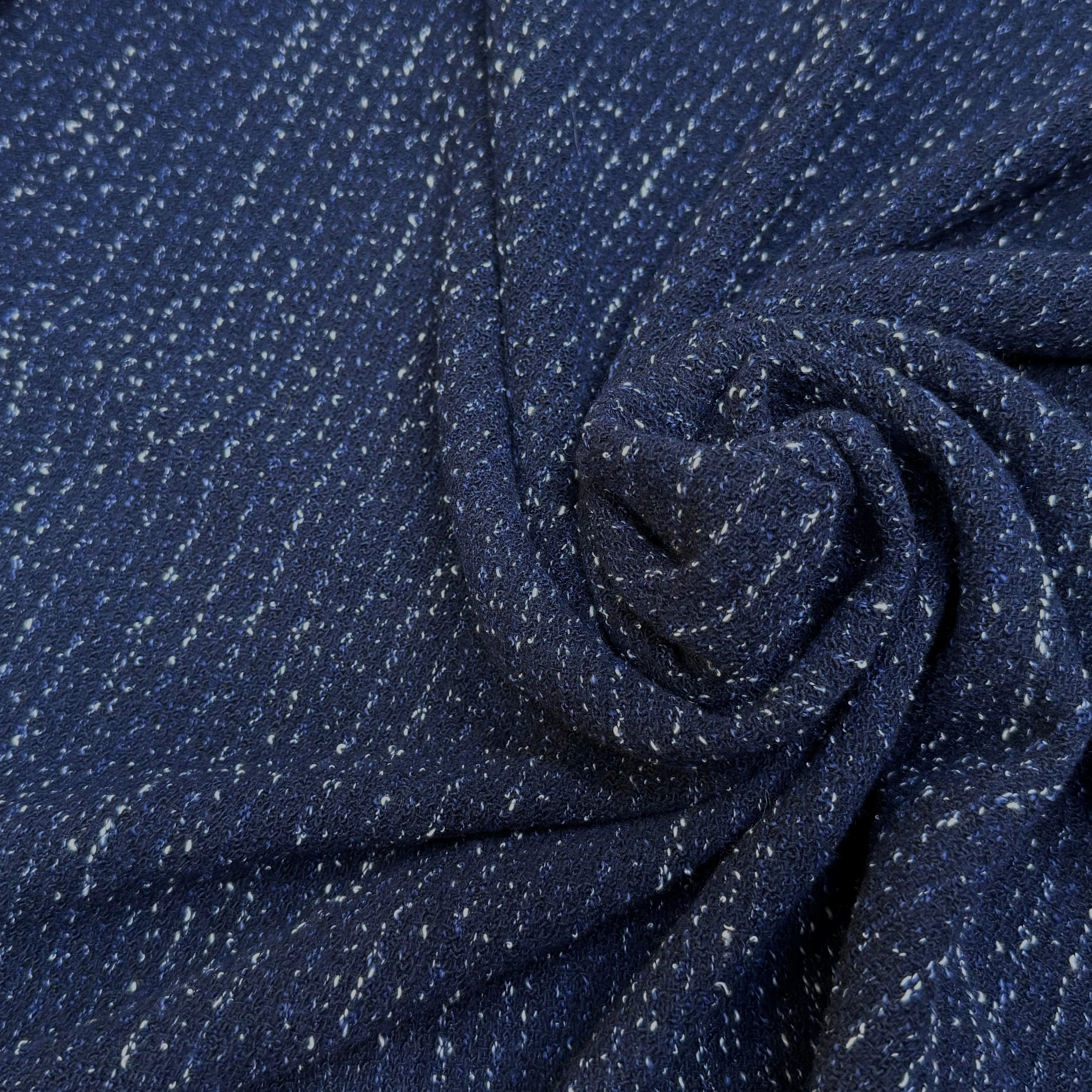 TWEED POLYLAINE PRESTIGE STRETCH BLEU MARINE - My Little Coupon