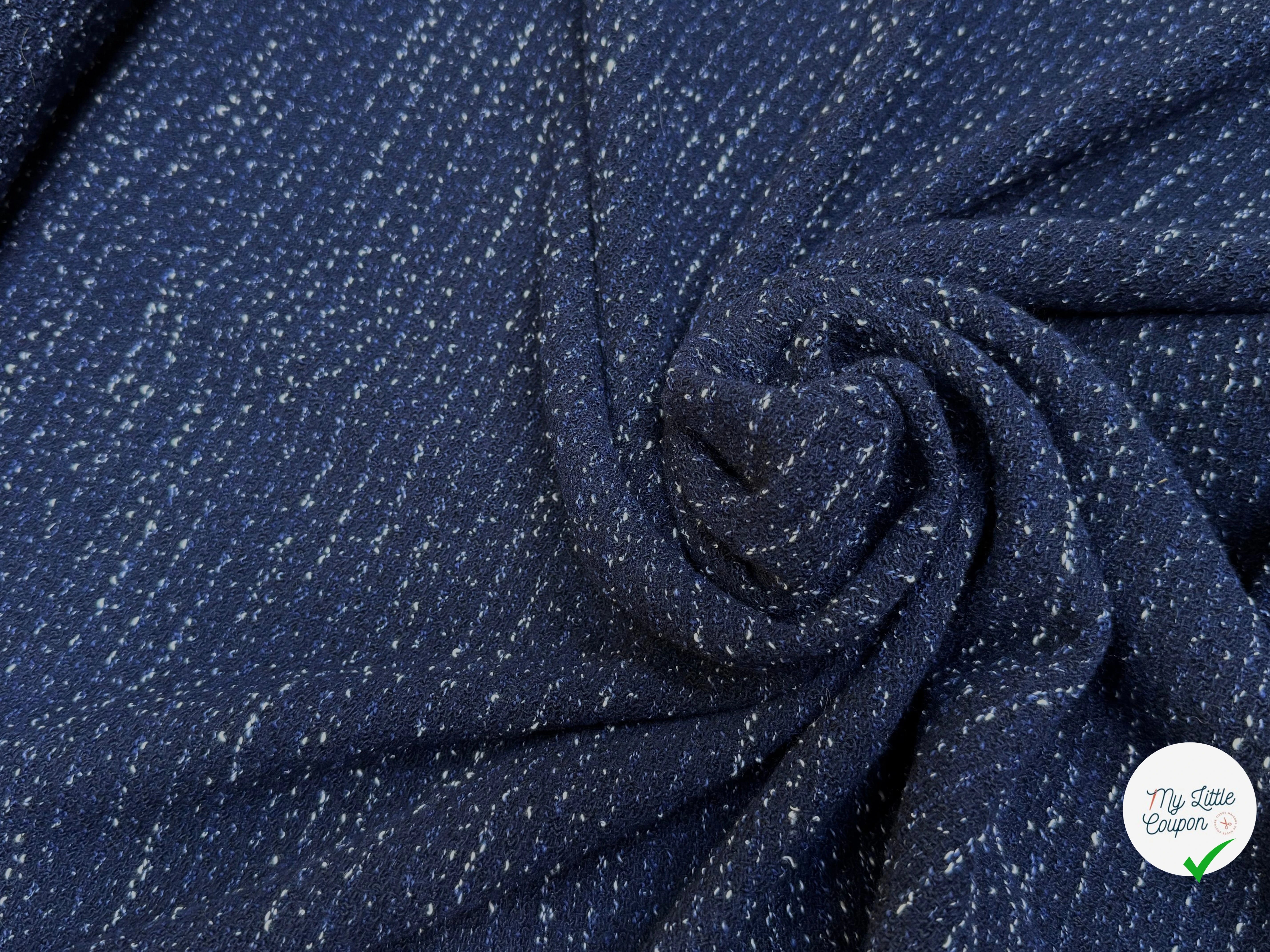 TWEED POLYLAINE PRESTIGE STRETCH BLEU MARINE - My Little Coupon
