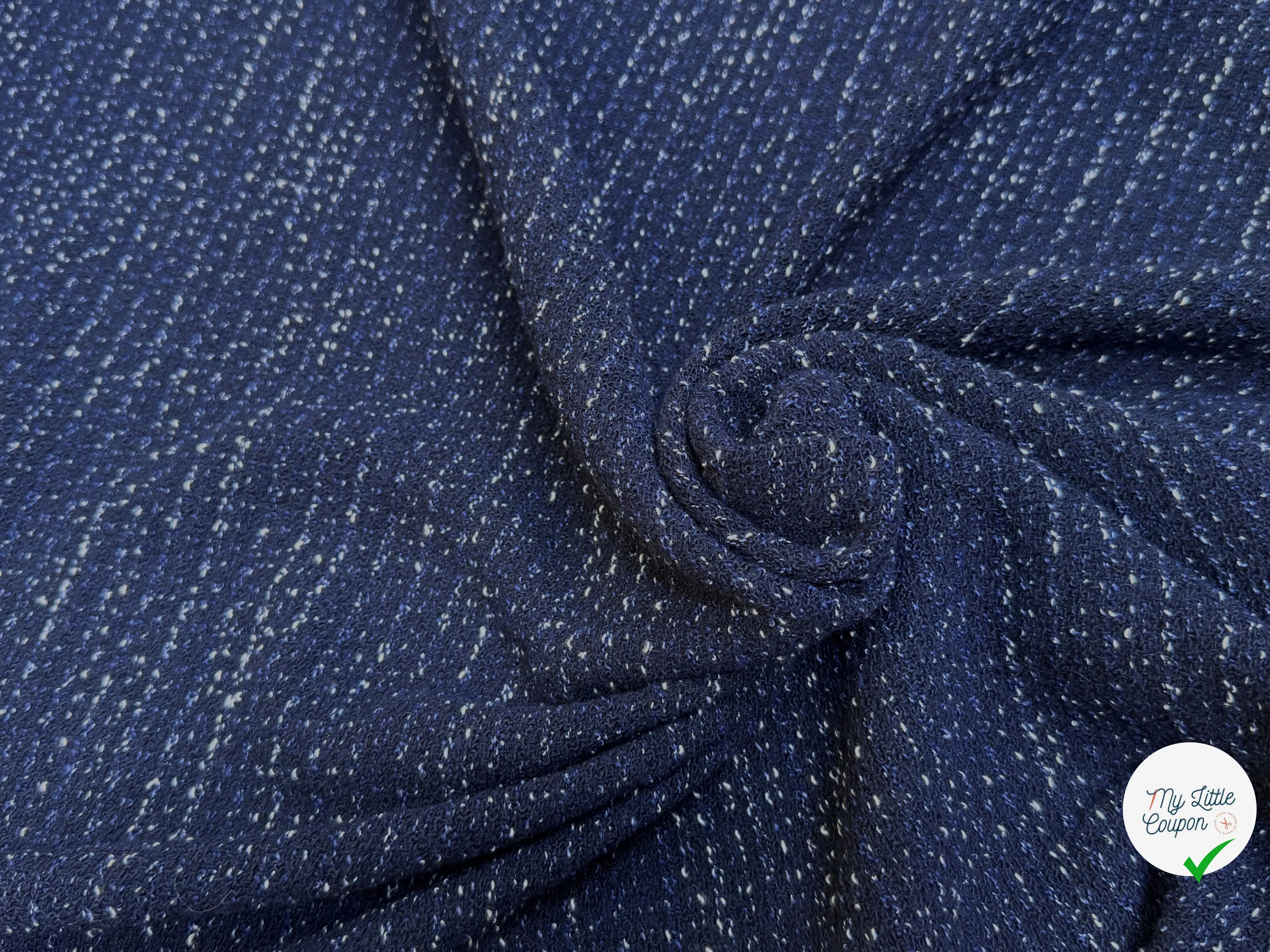 TWEED POLYLAINE PRESTIGE STRETCH BLEU MARINE - My Little Coupon