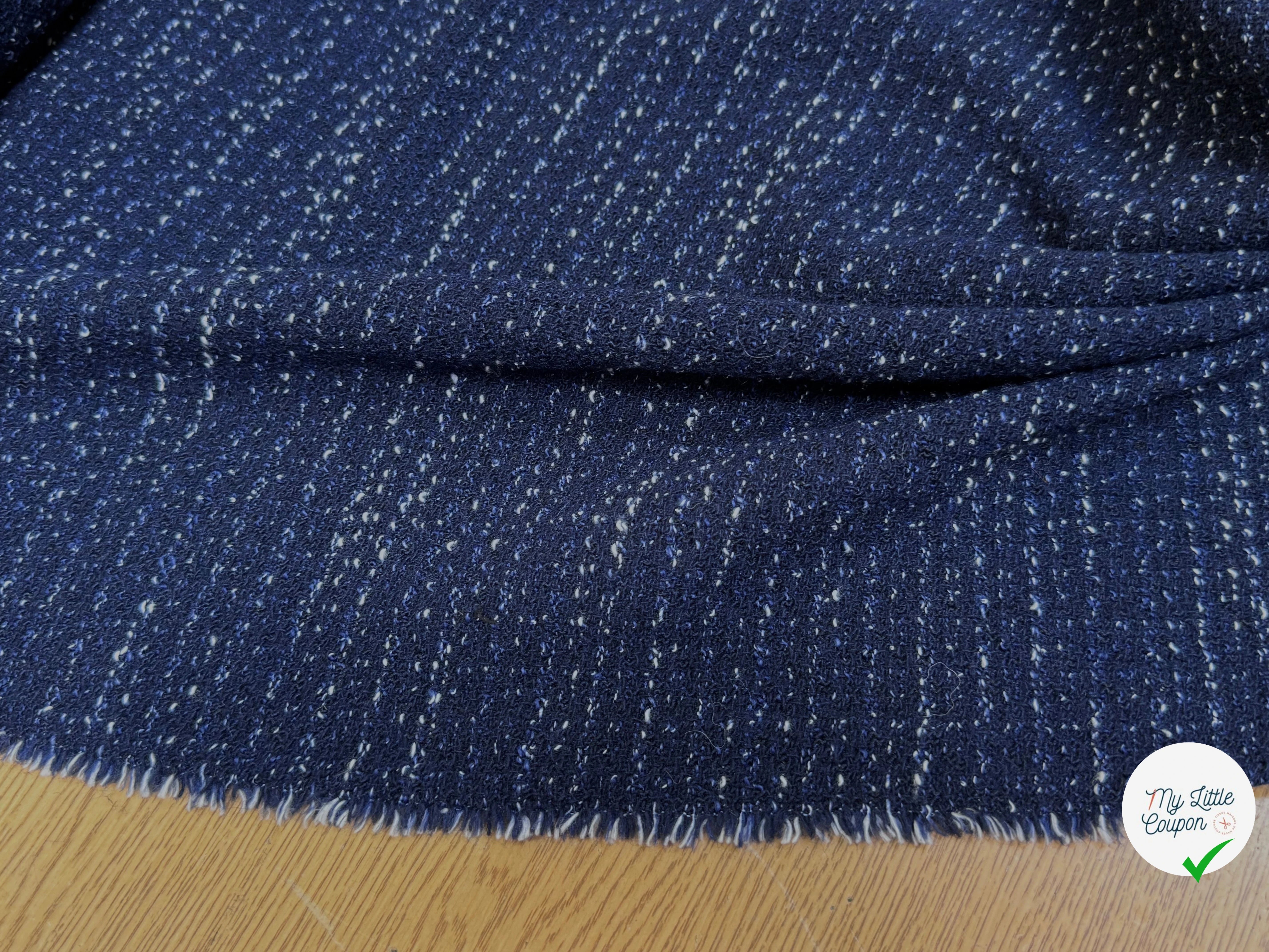 TWEED POLYLAINE PRESTIGE STRETCH BLEU MARINE - My Little Coupon
