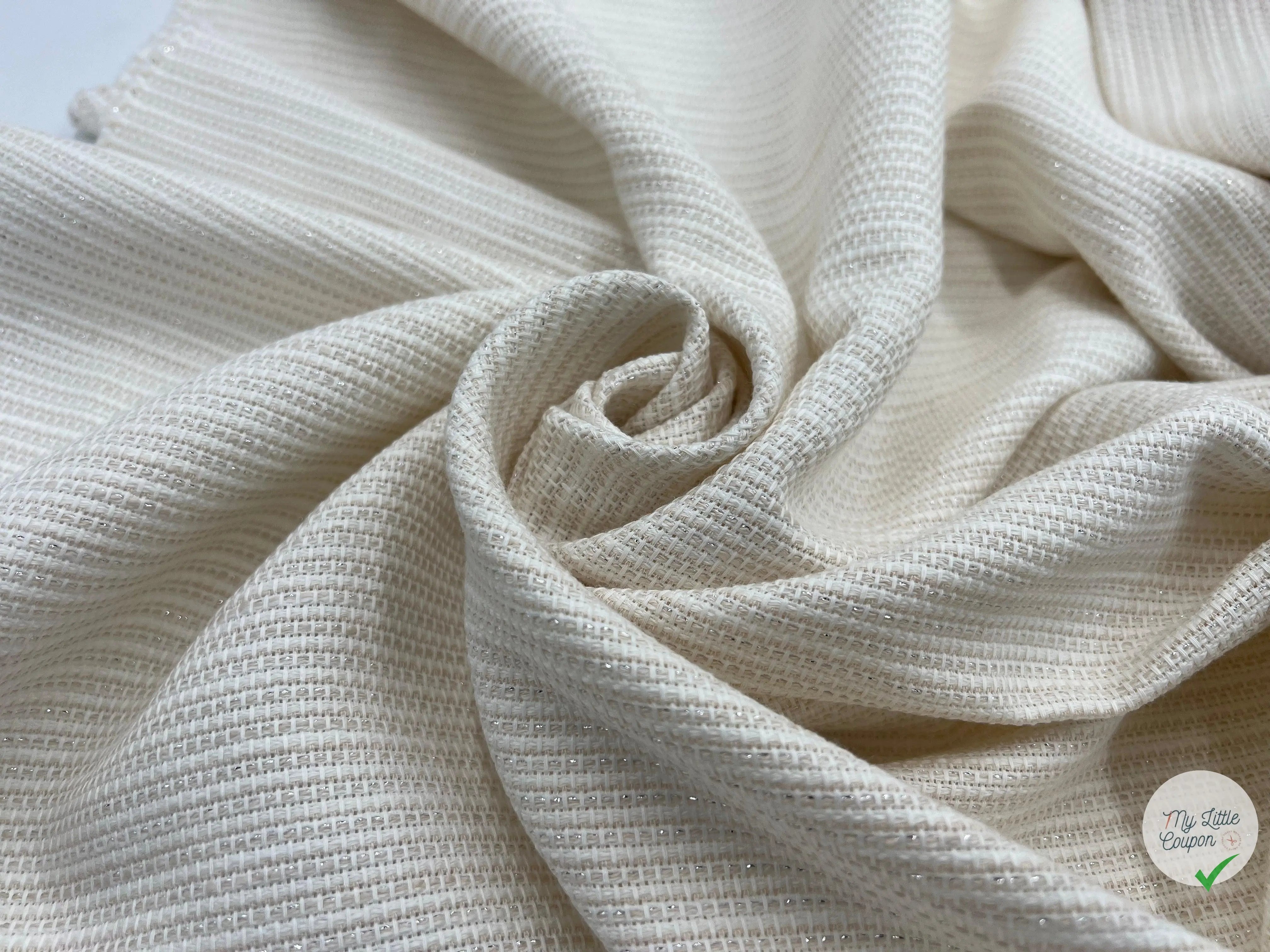 TWEED PRINTEMPS RUTILANT ET SCINTILLANT BLANC - My Little Coupon - tissu - coudre