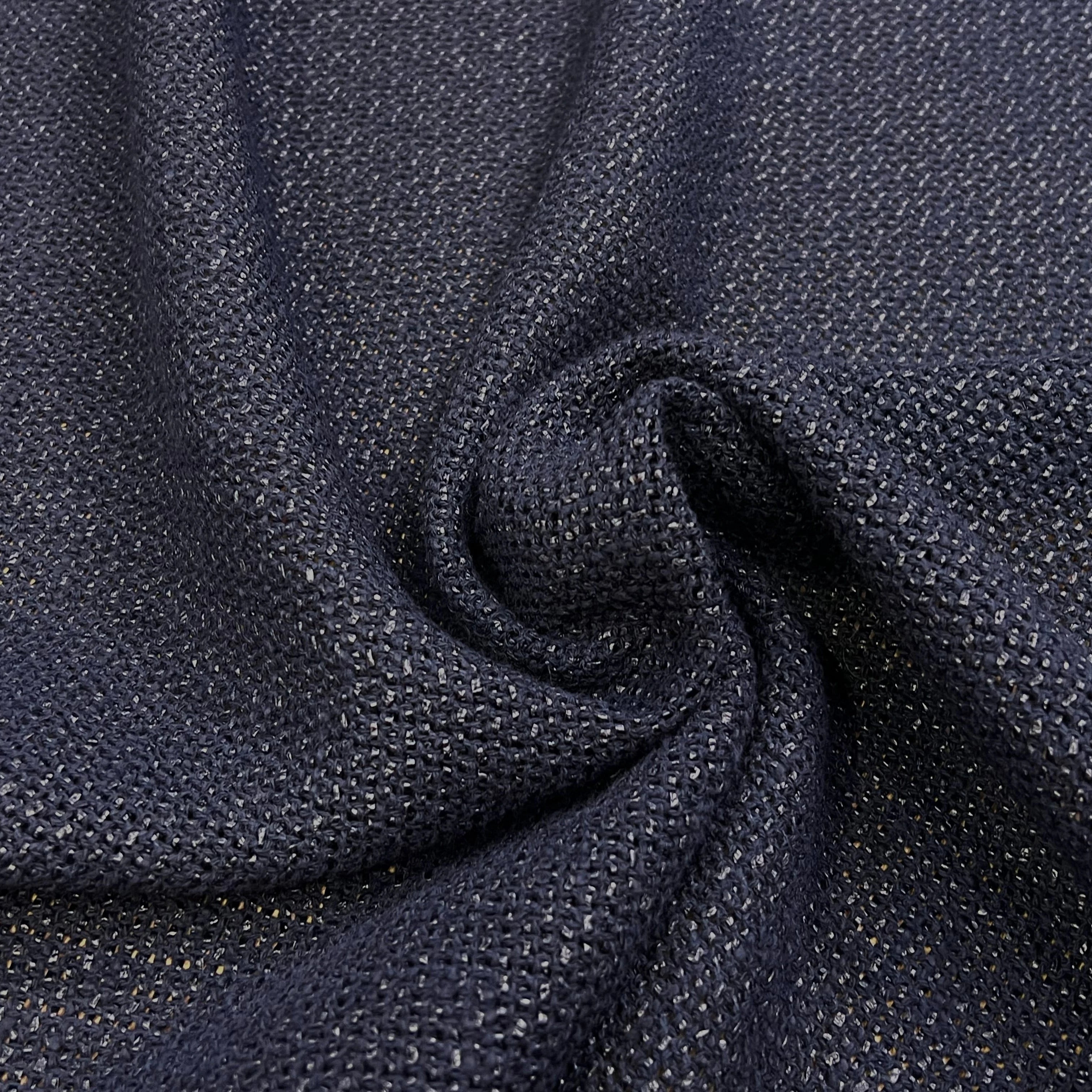 TWEED TECHNIQUE TYPE TOILE DE JUTE BLEU MARINE - My Little Coupon