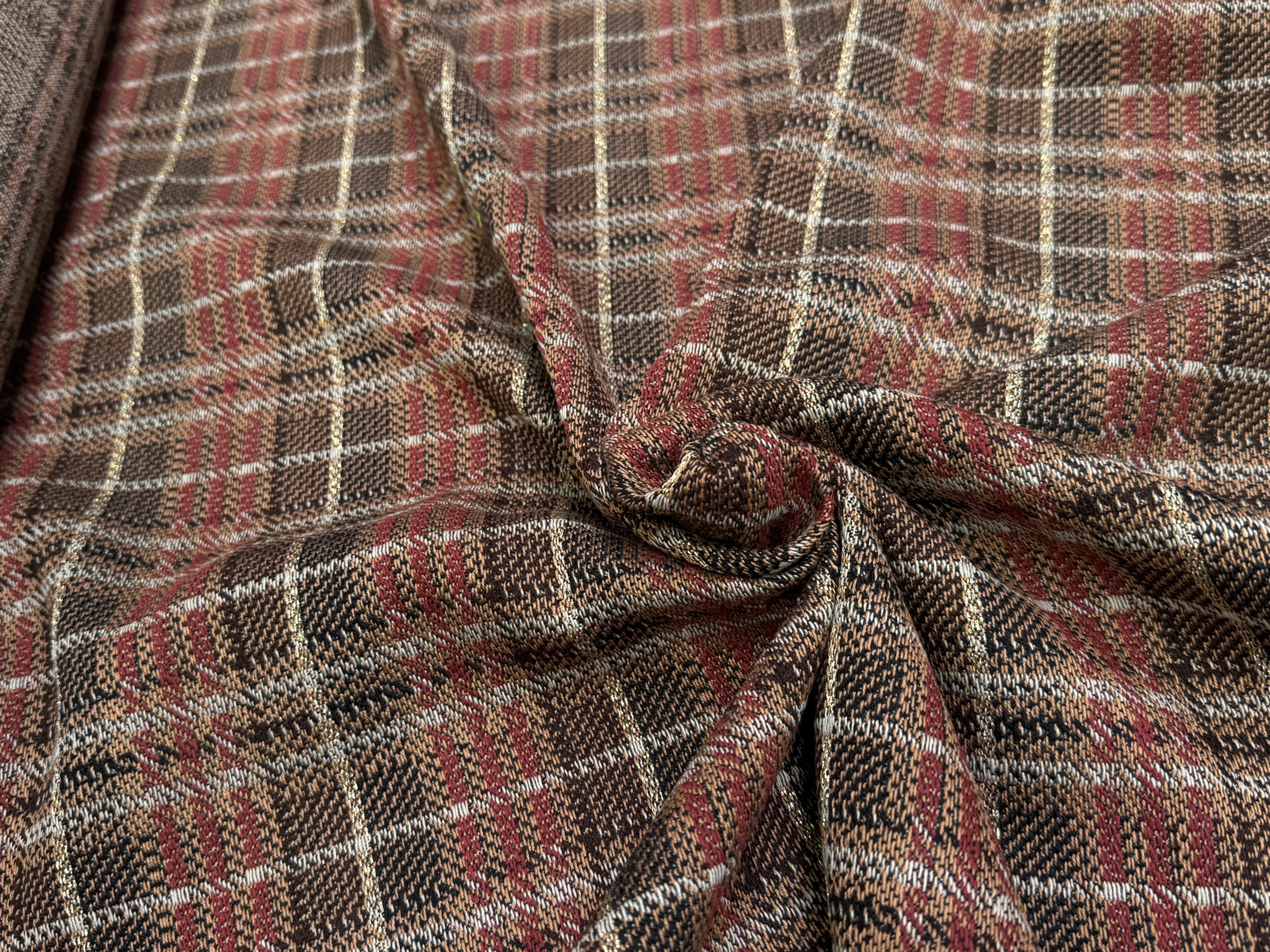 TWEED TRICOTÉ À CARREAUX MARRON ET BEIGE - My Little Coupon