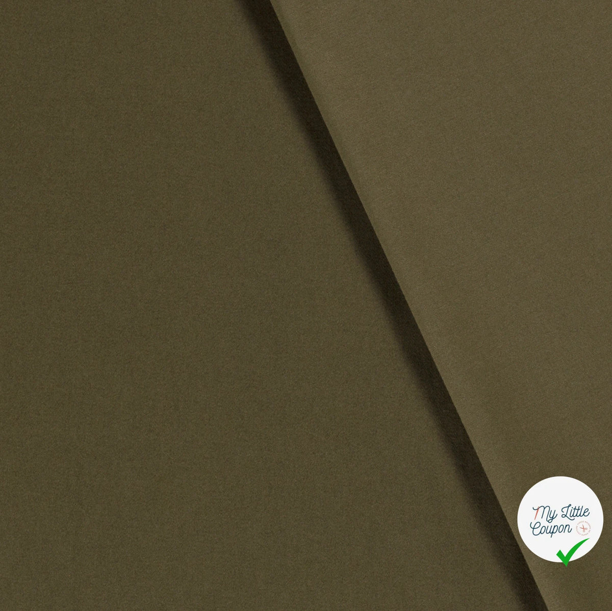 TWILL DE COTON STRETCH LAVÉ VERT KAKI - My Little Coupon