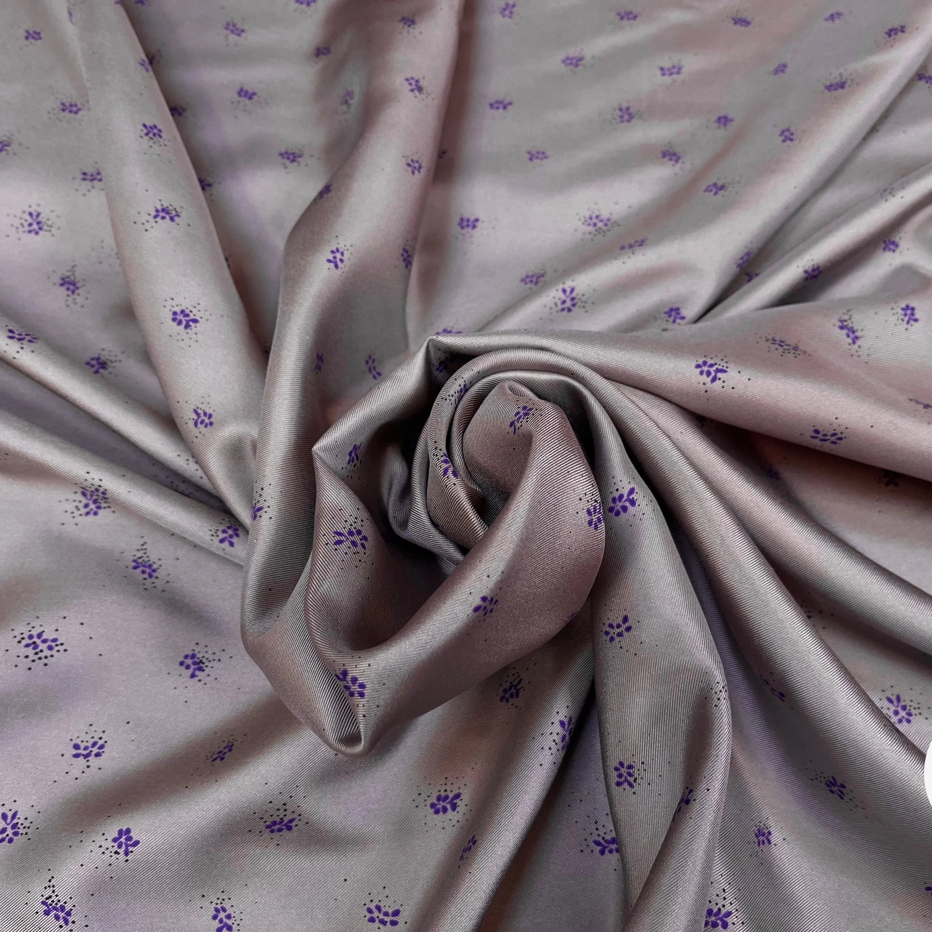 TWILL DE SOIE FOND GRIS IMPRIMÉ FLEURS - My Little Coupon