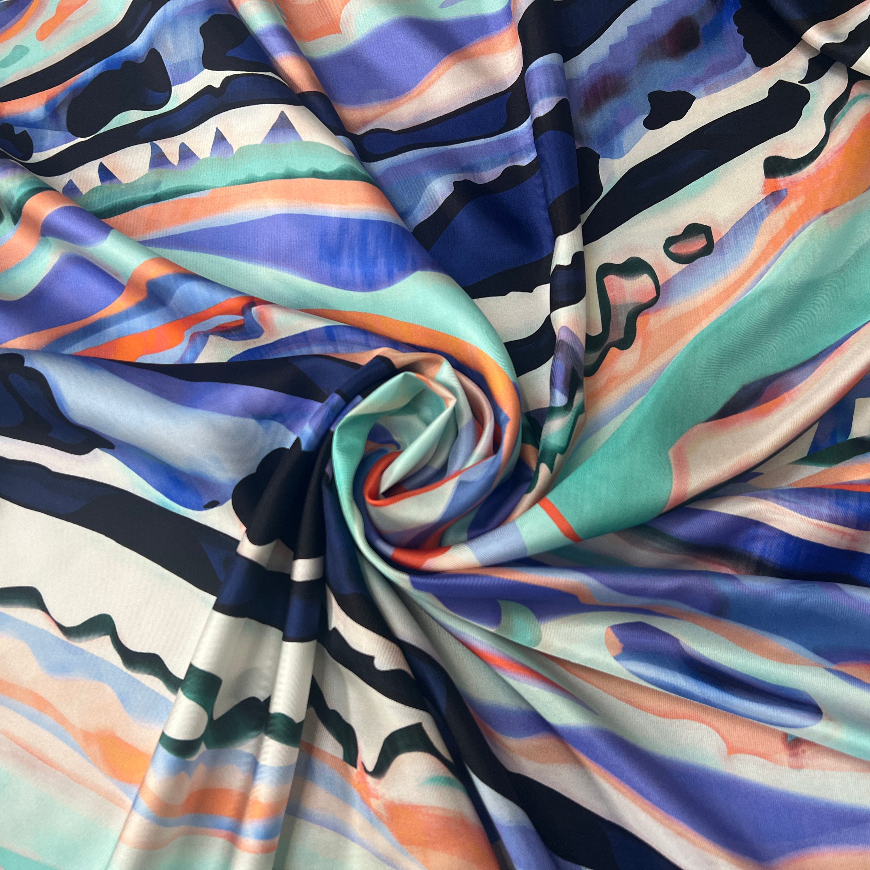 TWILL DE SOIE IMPRIMÉ AQUA WAVE - My Little Coupon