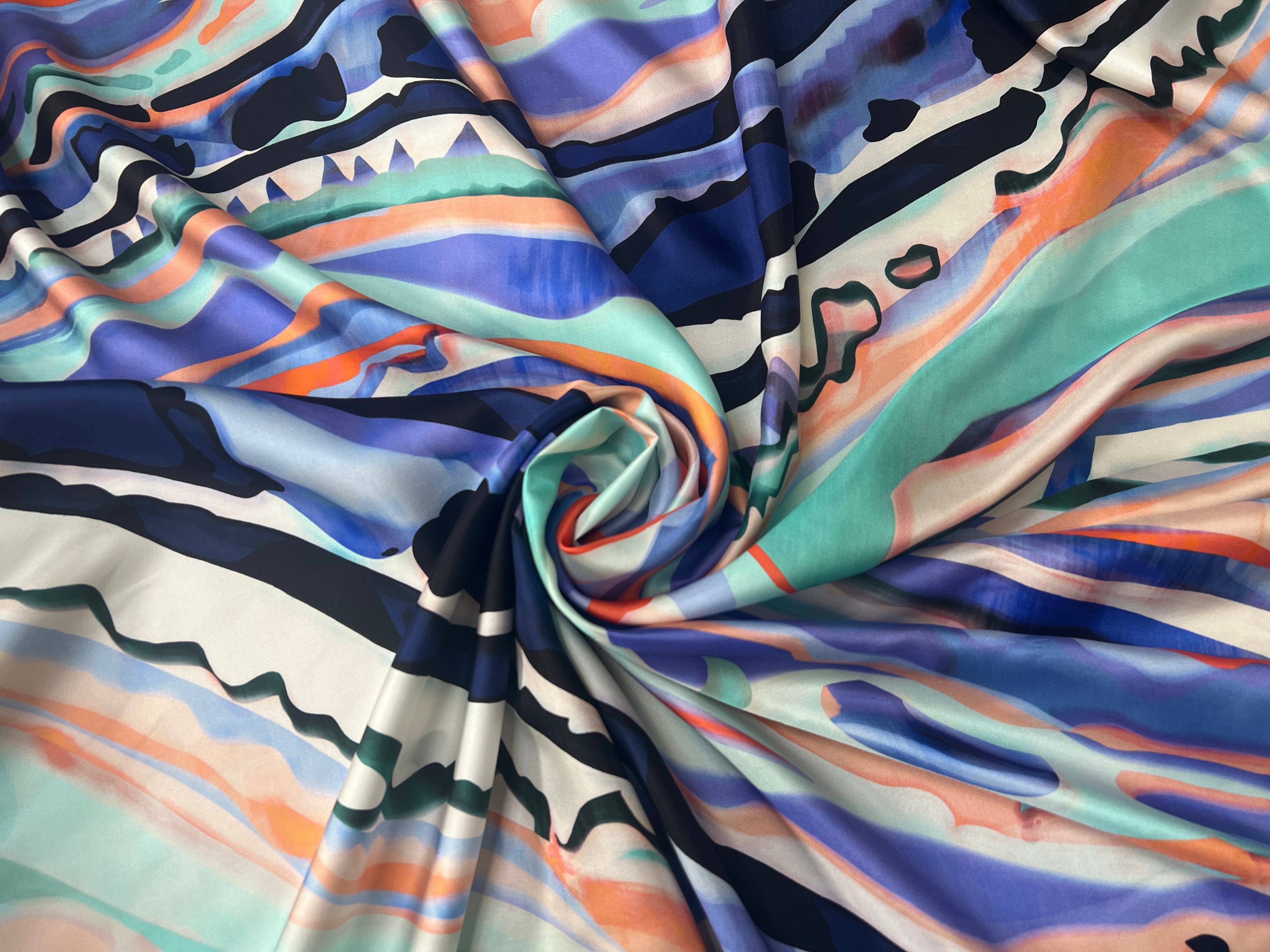 TWILL DE SOIE IMPRIMÉ AQUA WAVE - My Little Coupon