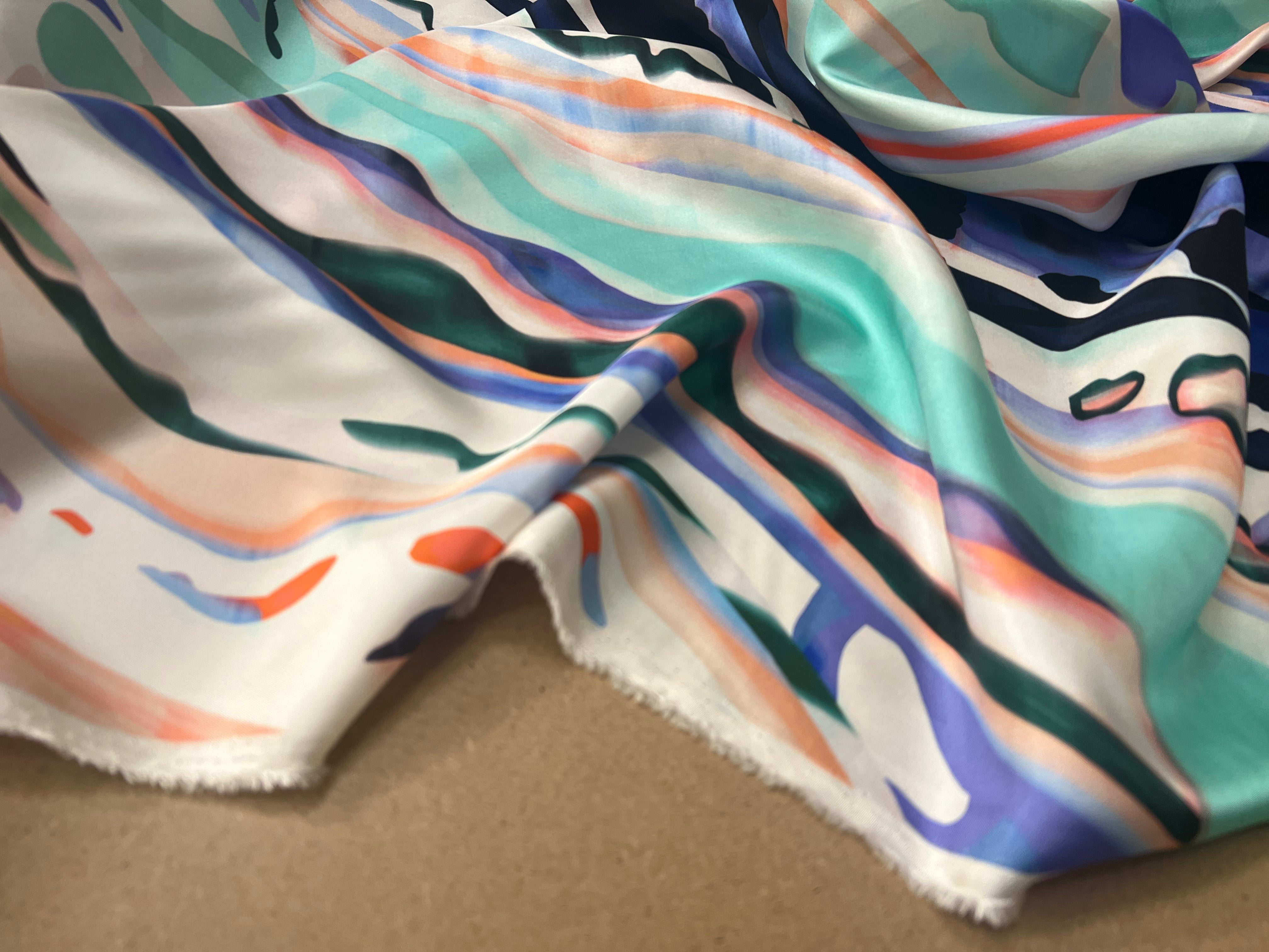 TWILL DE SOIE IMPRIMÉ AQUA WAVE - My Little Coupon