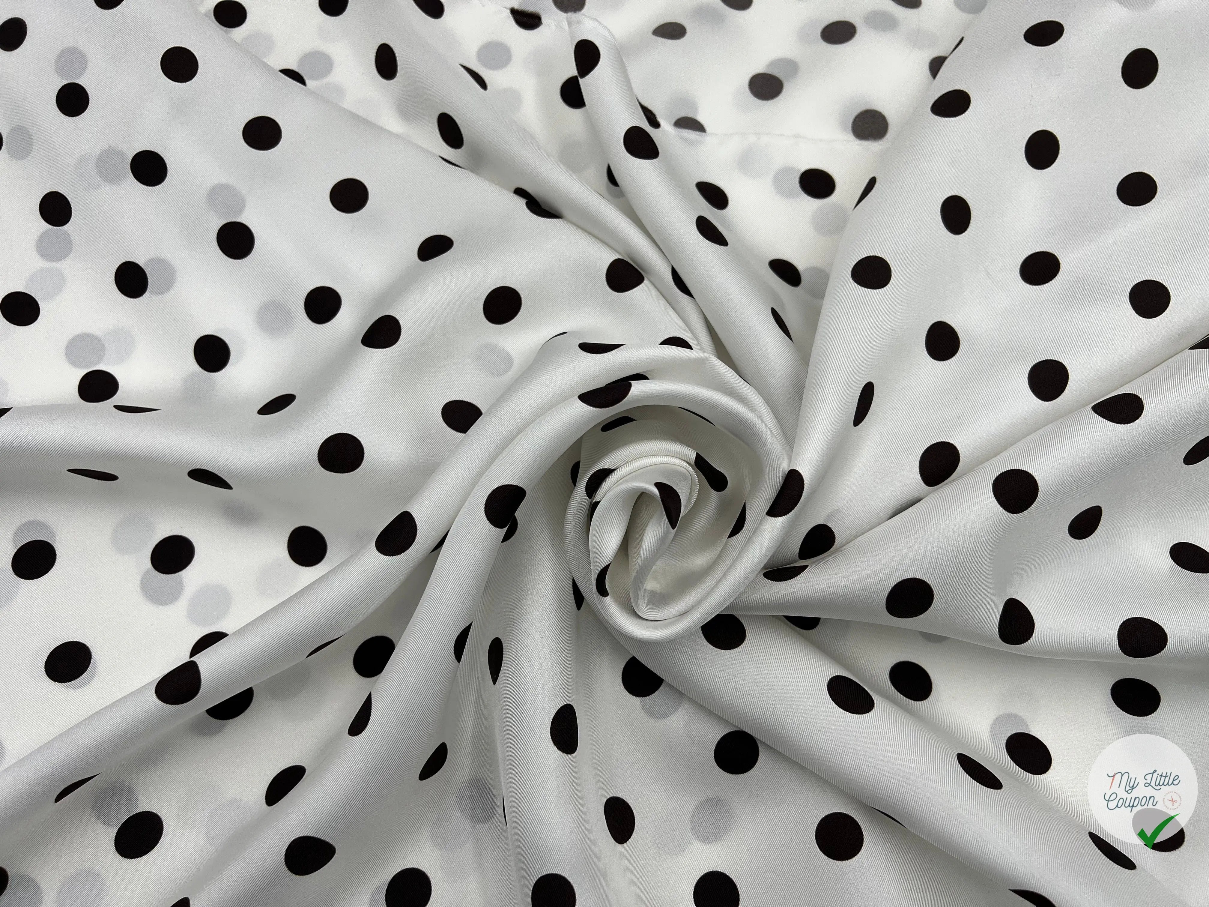 TWILL DE SOIE IMPRIMĂ POIS CHOCO FOND BLANC - coupon de tissu de 3 mĂštres - My Little Coupon - tissu - coudre