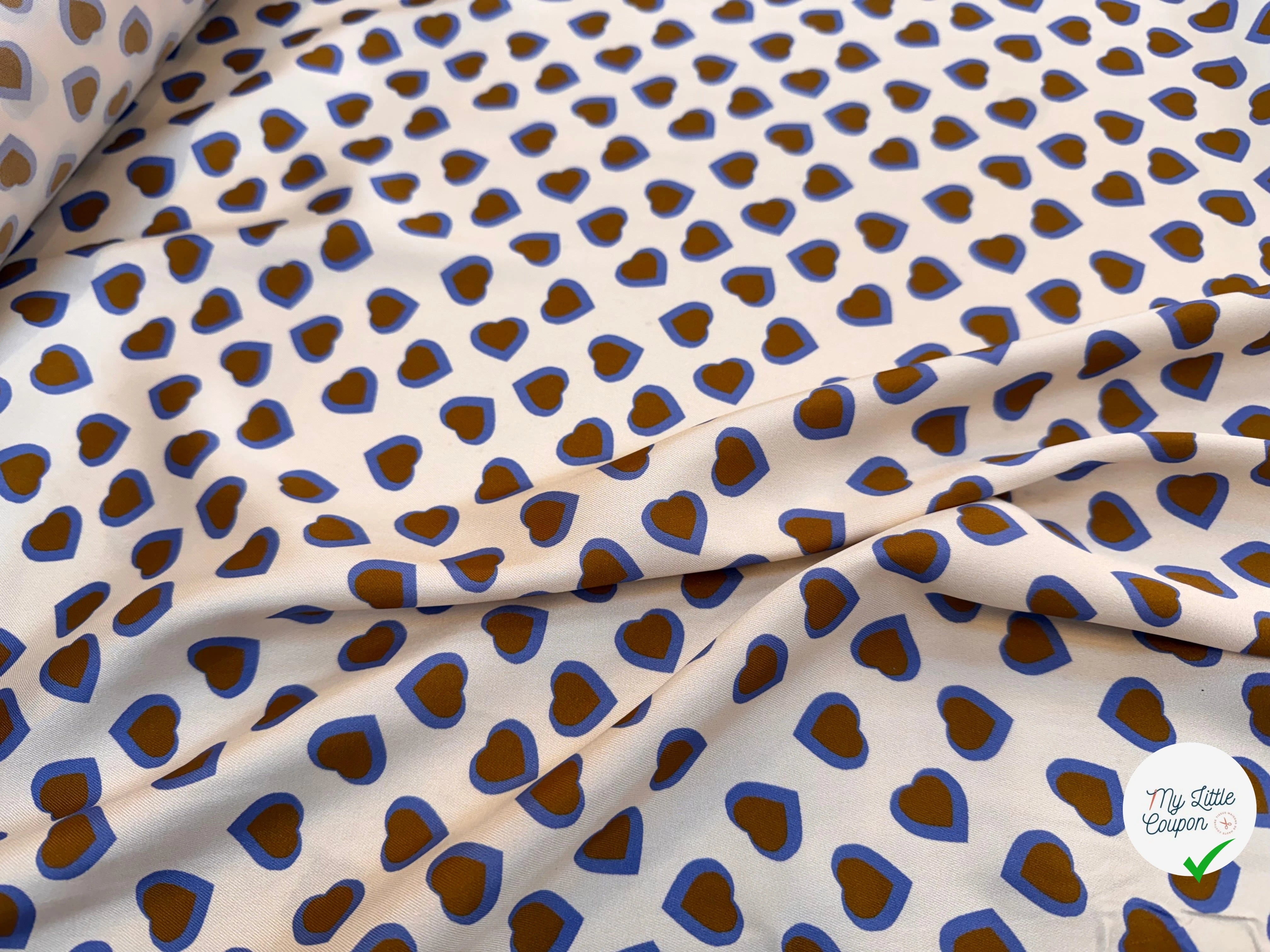 TWILL ISIDORE STAMPATO FOND CRÈME CŒUR CRÈME ET MARRON - My Little Coupon