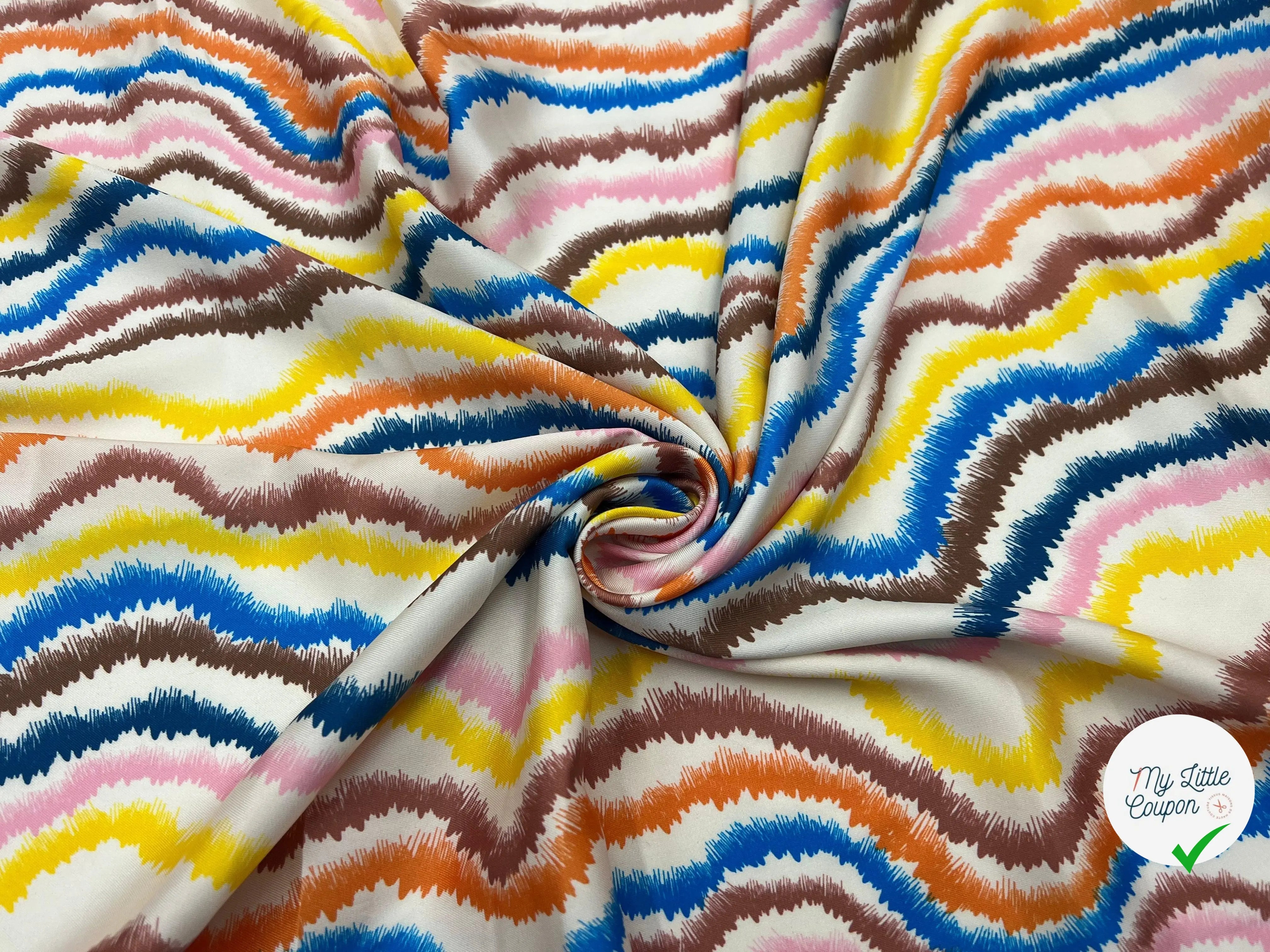 TWILL POLYESTER IMPRIMÉ SINUSOIDES MULTICOLORES - My Little Coupon - tissu - coudre