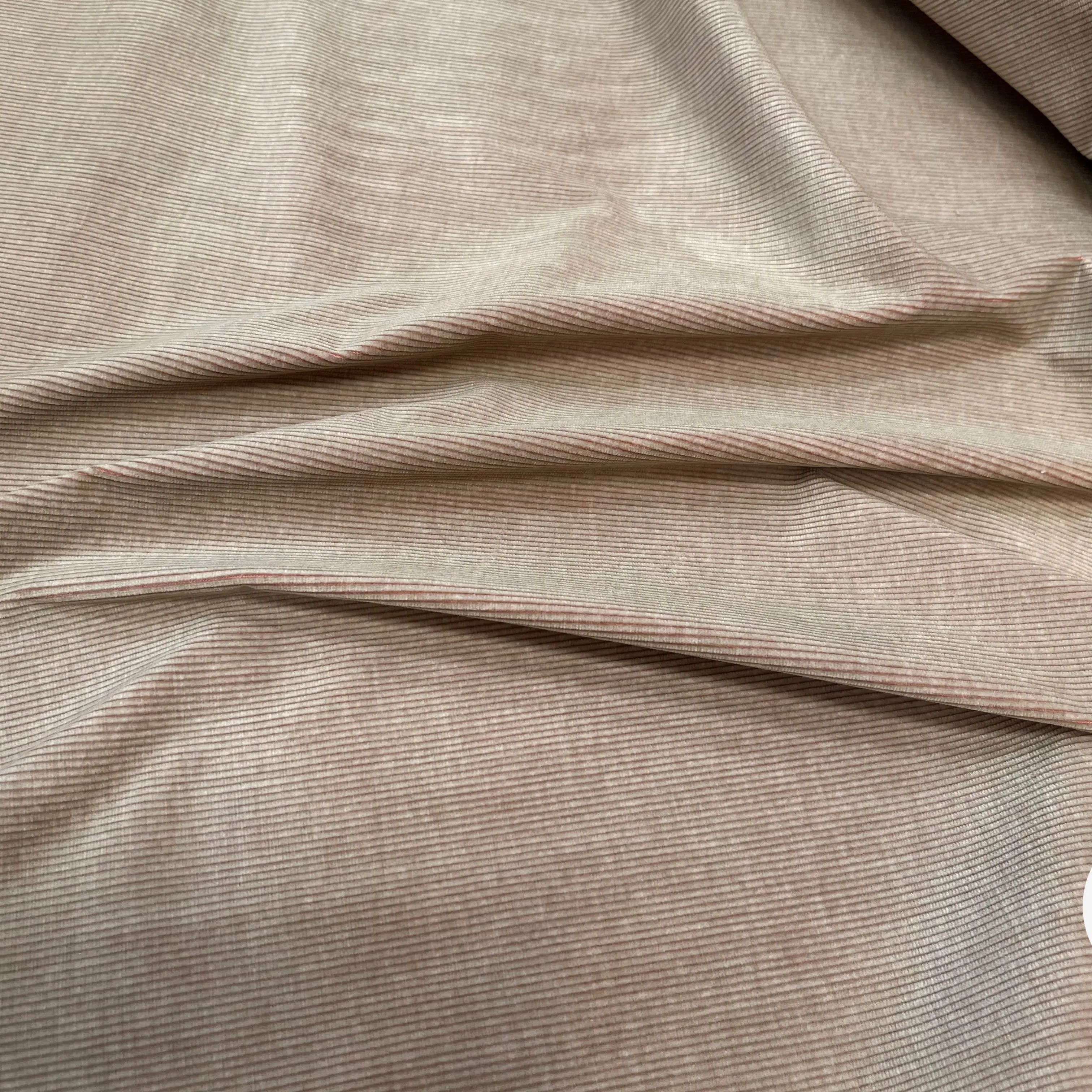 VELOURS 1000 RAIES COTON FINEMENT COTELLÉ BEIGE ENVERS ROSE - My Little Coupon