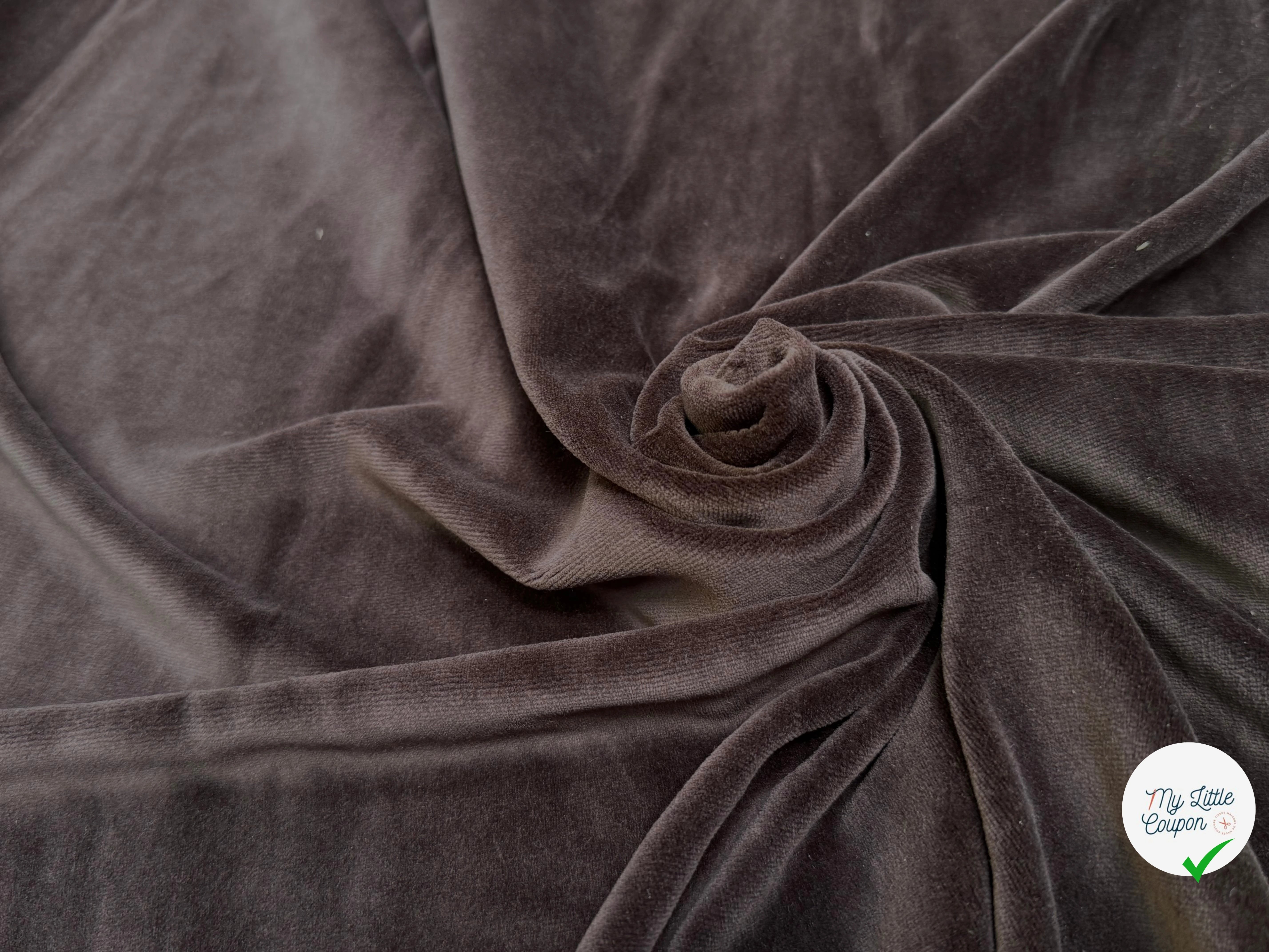 VELOURS CARVICO COTON ULTRA STRETCH CHOCO MARRON - My Little Coupon