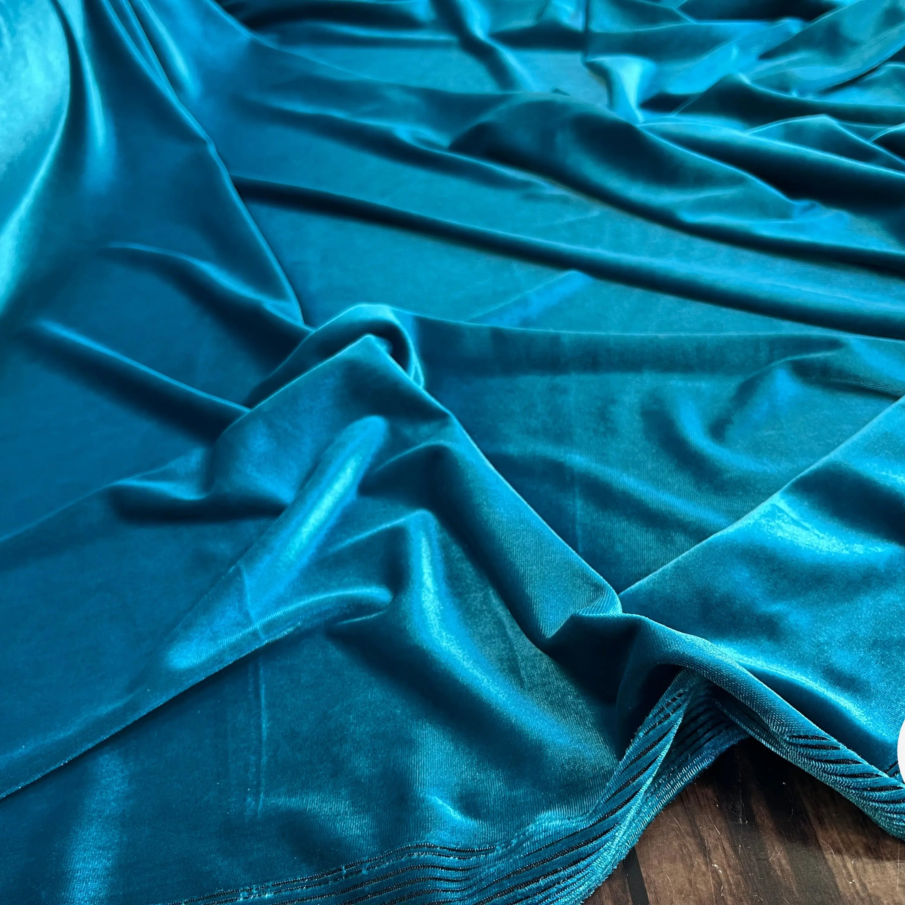 VELOURS CARVICO MAILLE STRETCH LAGOON - My Little Coupon