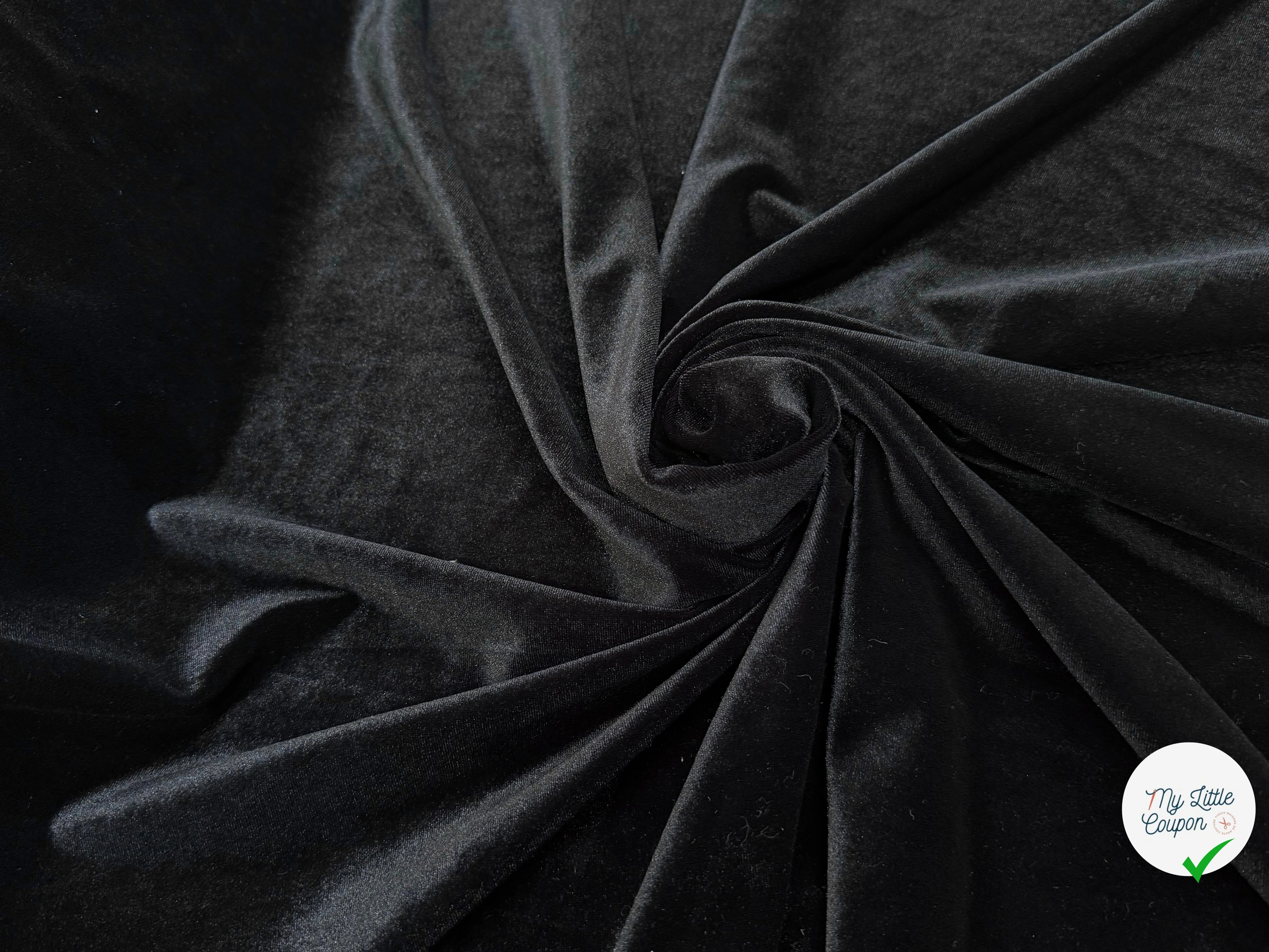 VELOURS CARVICO MAILLE STRETCH NOIR LUXIEUX - My Little Coupon