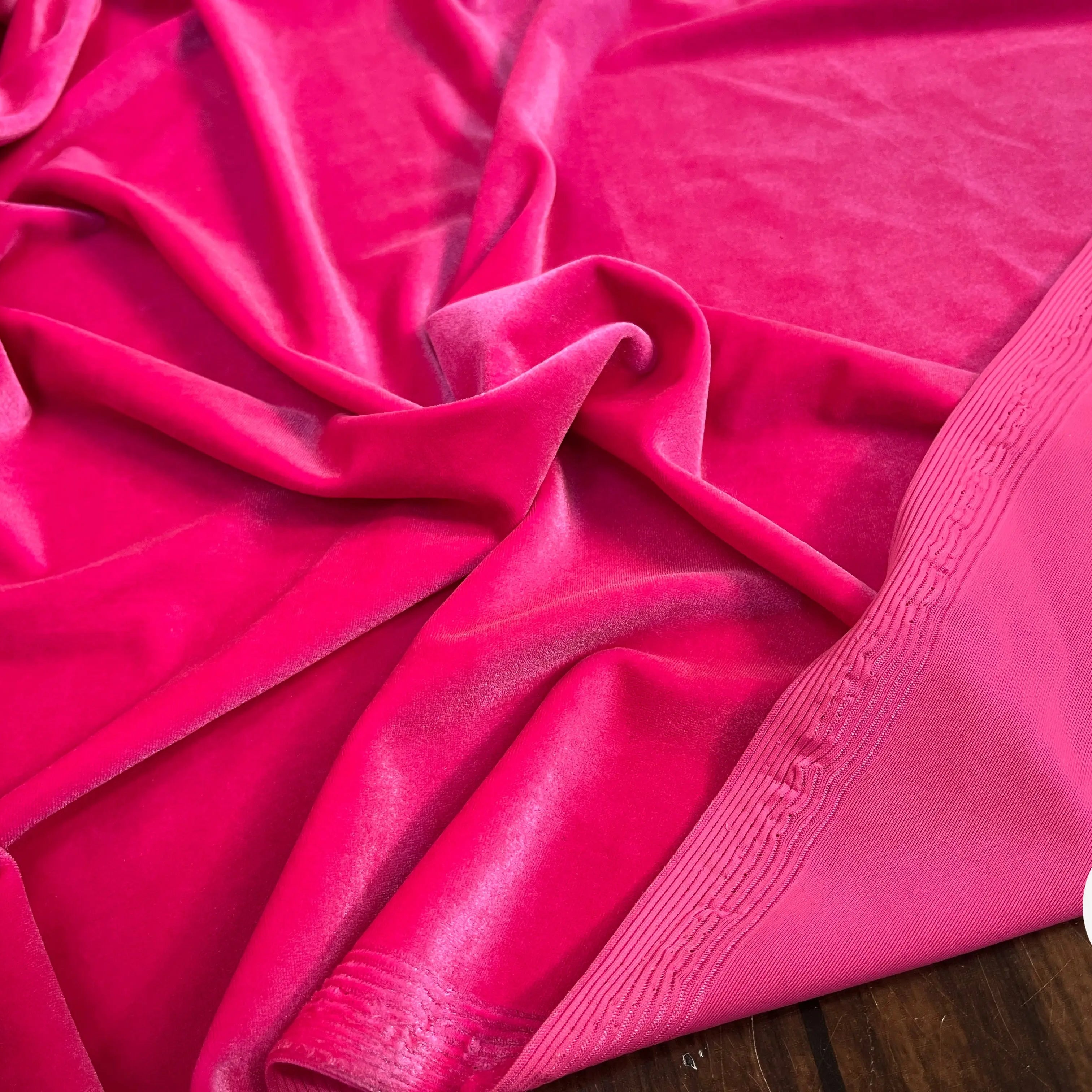 VELOURS CARVICO MAILLE STRETCH ROSE - My Little Coupon