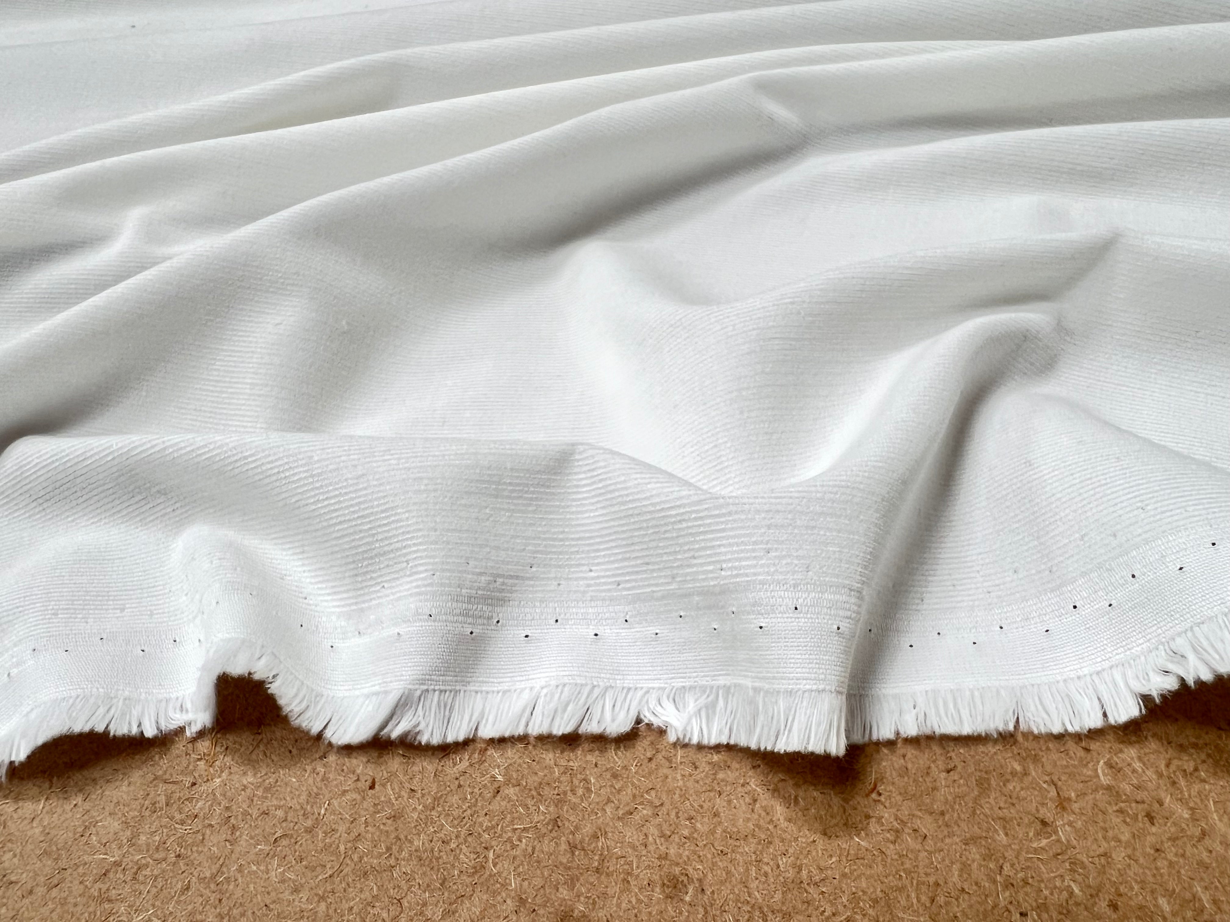 VELOURS CHEMISE 1500 RAIES PURE COTON BLANC - My Little Coupon